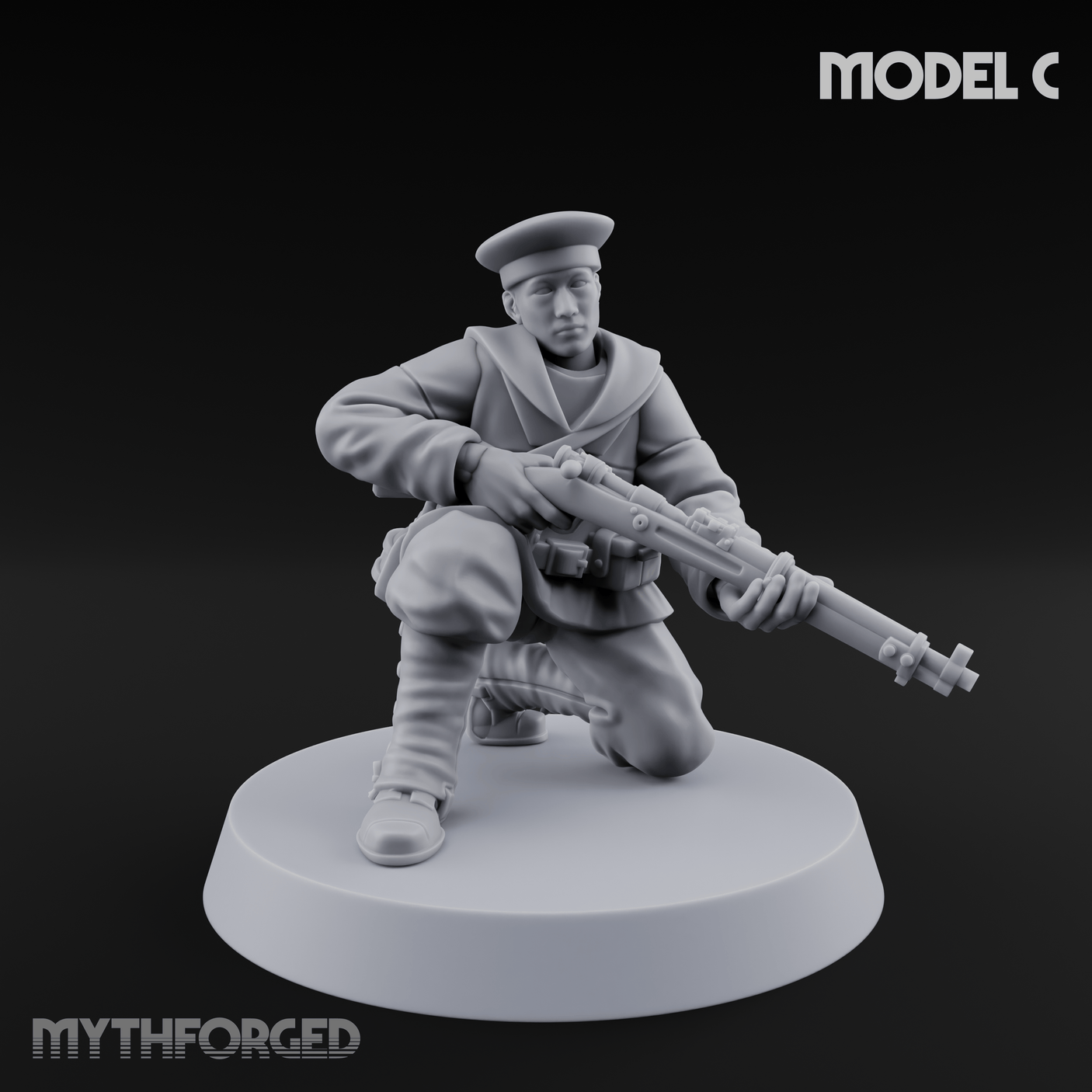 Weird War Japanese Aiming Riflemen Miniature for Dungeons and Dragons, Pathfinder or other TTRPGs