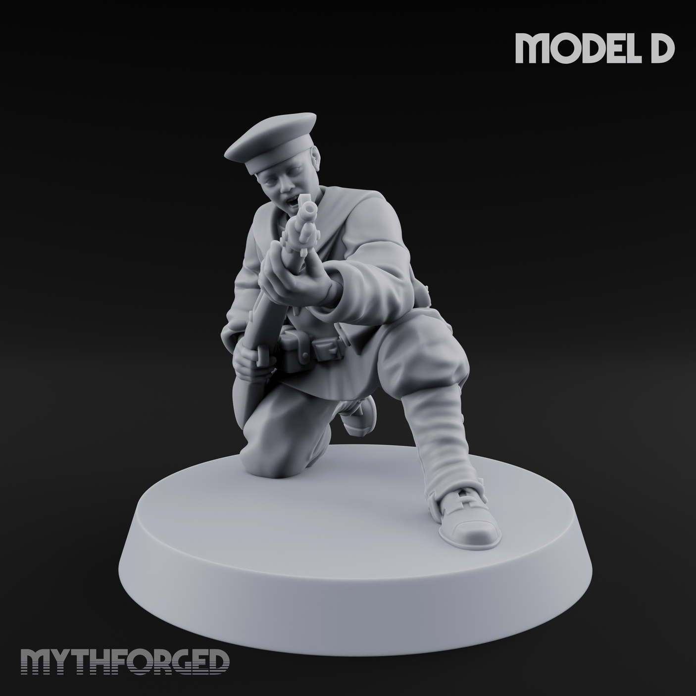 Weird War Japanese Aiming Riflemen Miniature for Dungeons and Dragons, Pathfinder or other TTRPGs