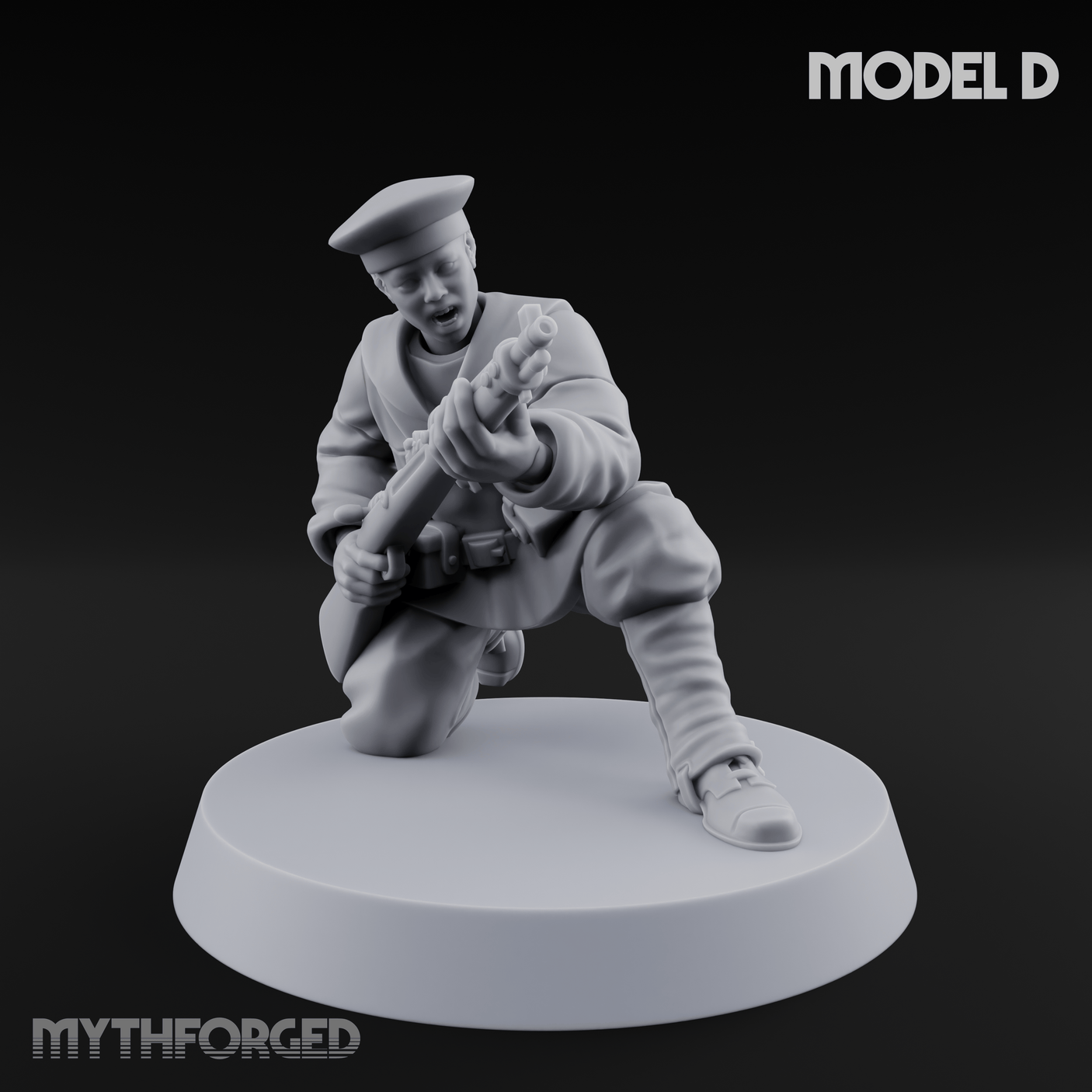 Weird War Japanese Aiming Riflemen Miniature for Dungeons and Dragons, Pathfinder or other TTRPGs