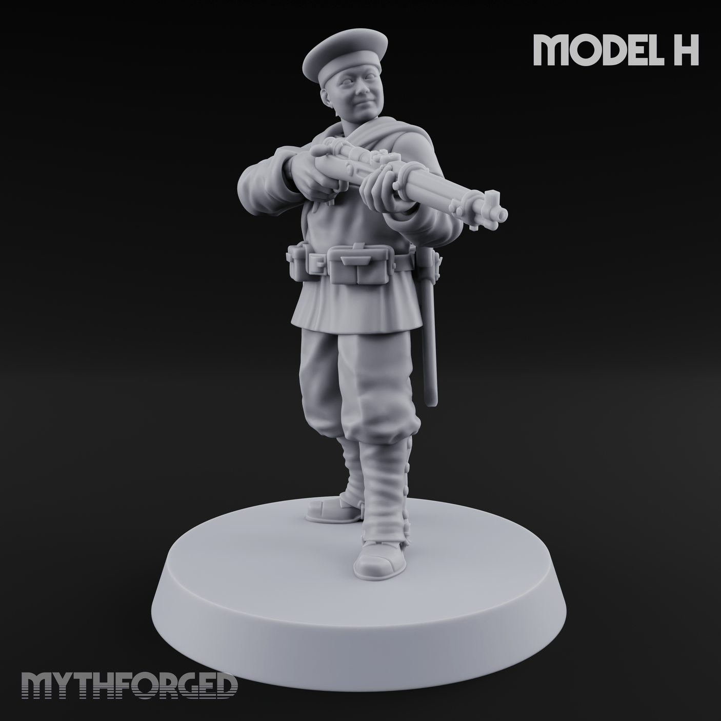 Weird War Japanese Aiming Riflemen Miniature for Dungeons and Dragons, Pathfinder or other TTRPGs