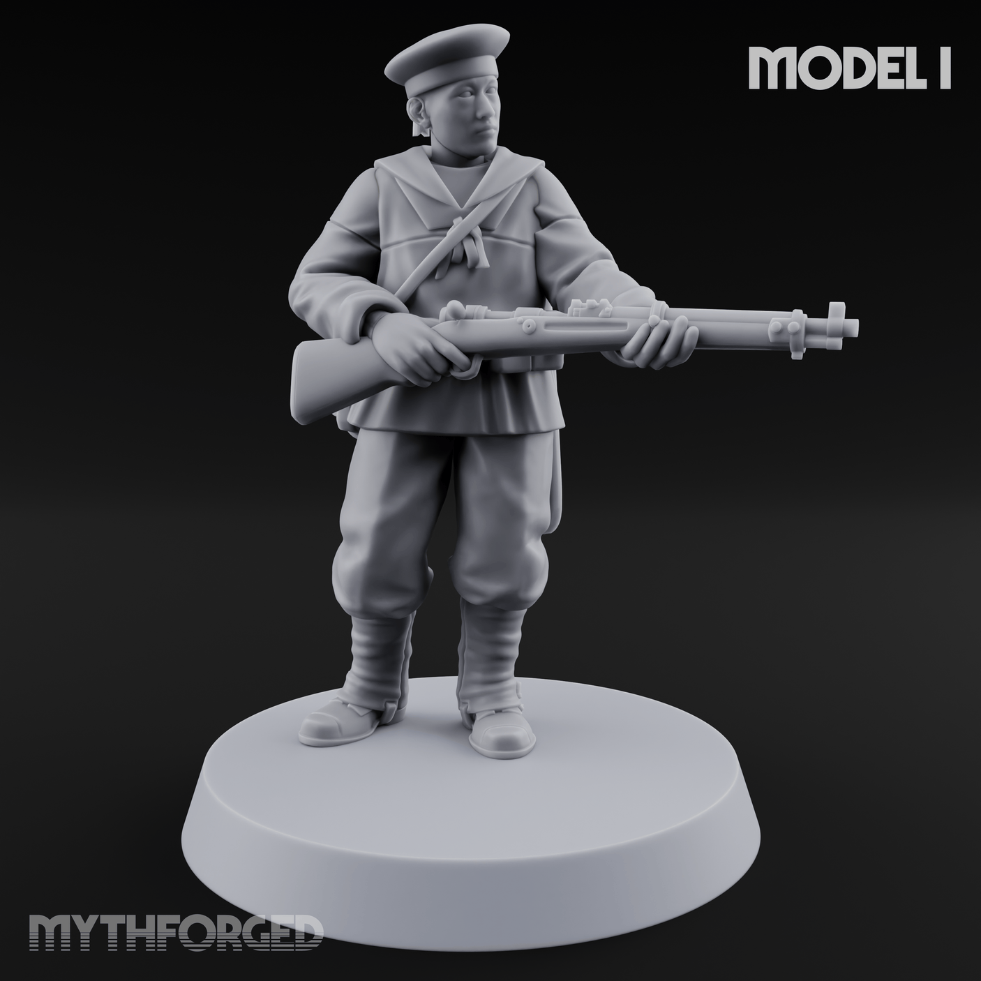 Weird War Japanese Aiming Riflemen Miniature for Dungeons and Dragons, Pathfinder or other TTRPGs
