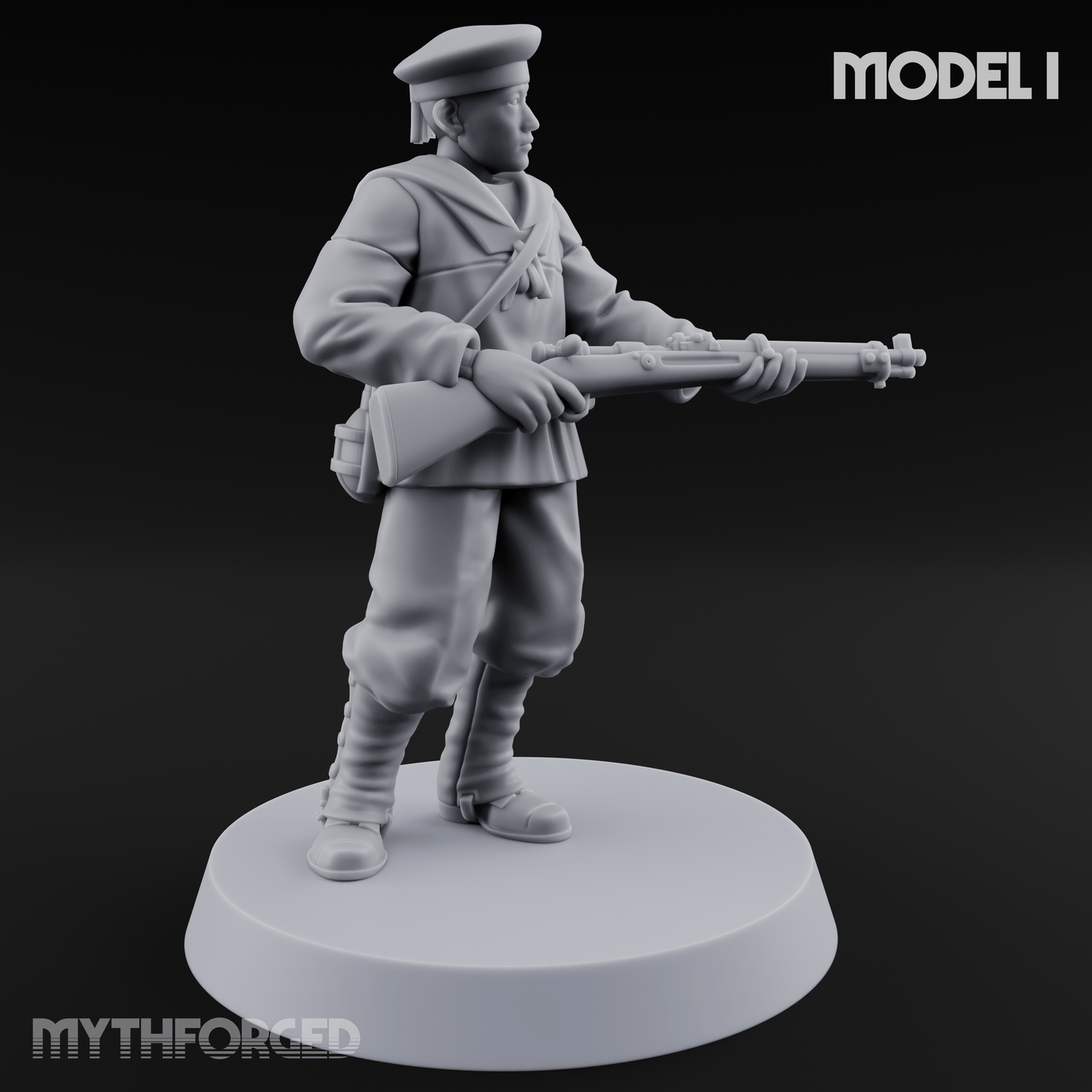 Weird War Japanese Aiming Riflemen I Miniature for Dungeons and Dragons, Pathfinder or other TTRPGs