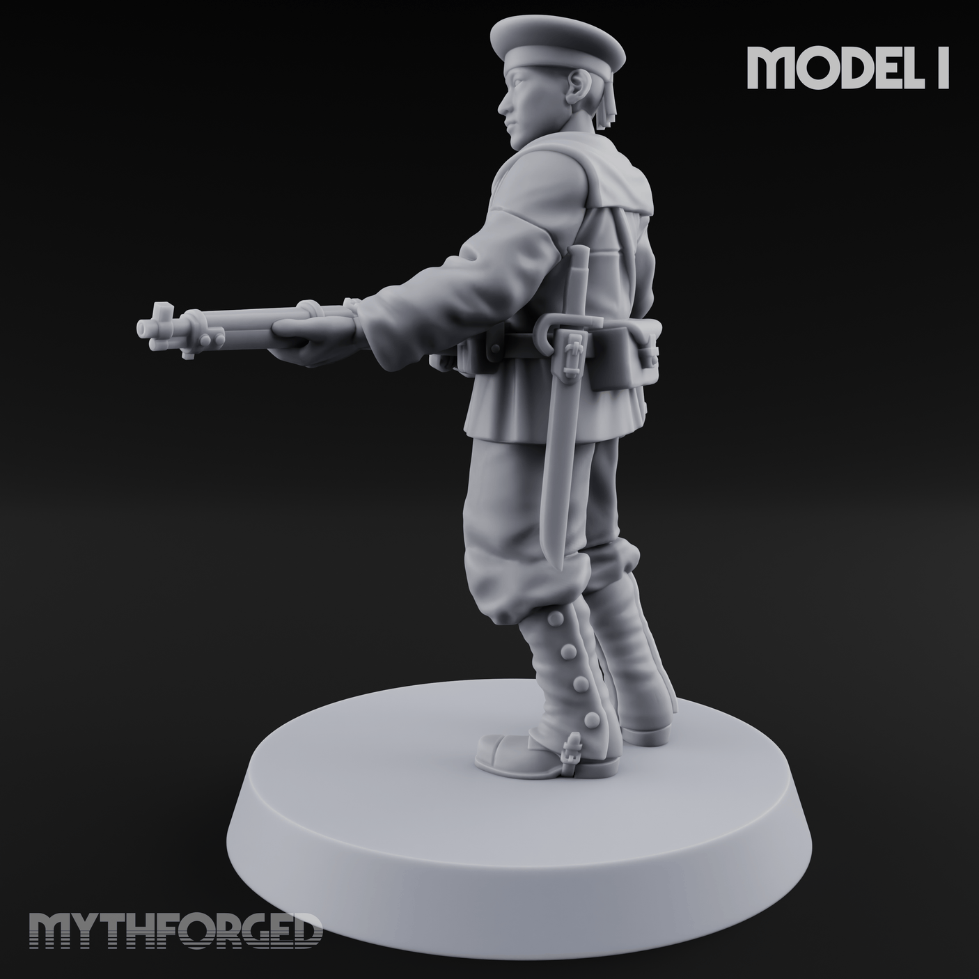 Weird War Japanese Aiming Riflemen I Miniature for Dungeons and Dragons, Pathfinder or other TTRPGs