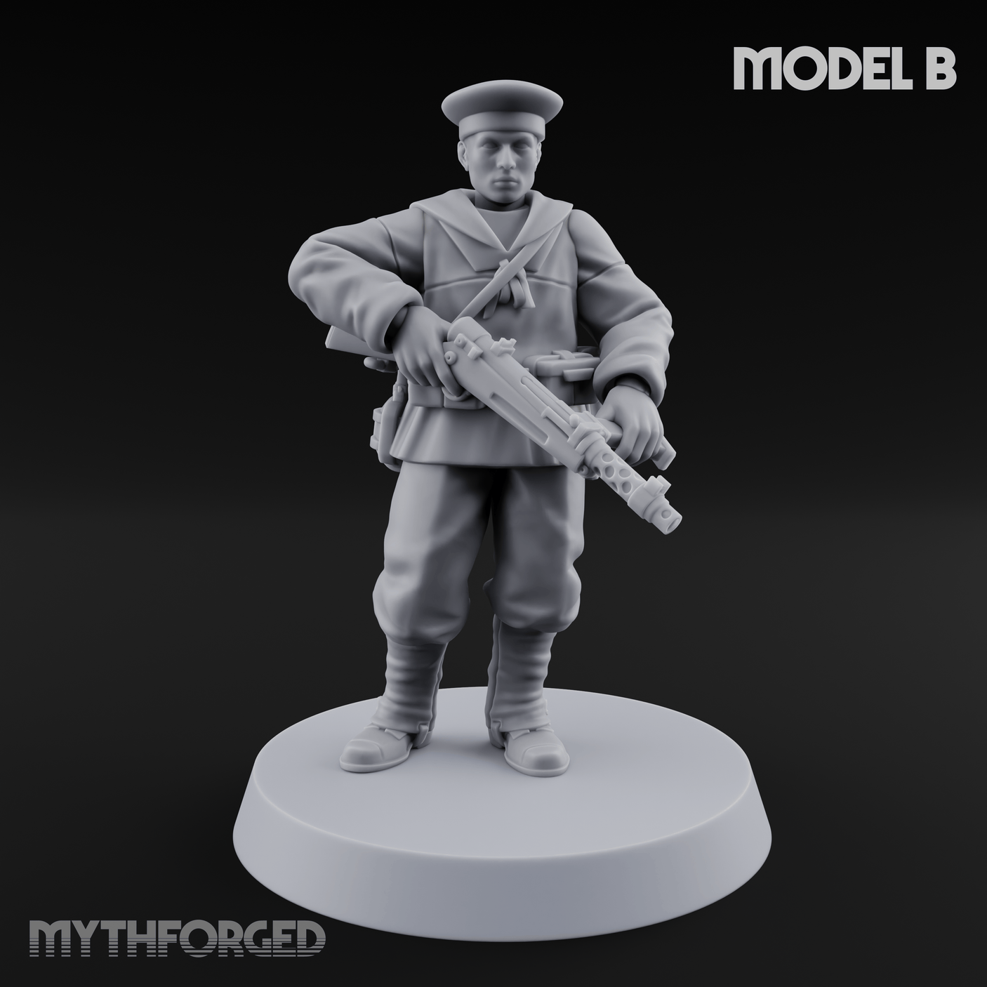 Weird War Japanese Scary SMG Gunners B Miniature for Dungeons and Dragons, Pathfinder or other TTRPGs