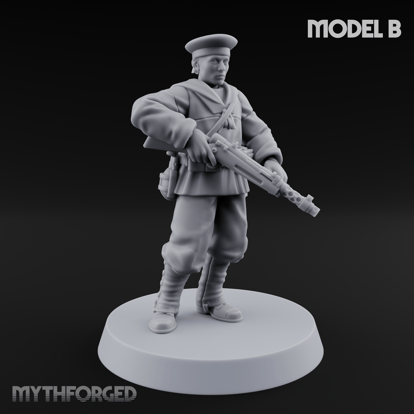 Weird War Japanese Scary SMG Gunners B Miniature for Dungeons and Dragons, Pathfinder or other TTRPGs