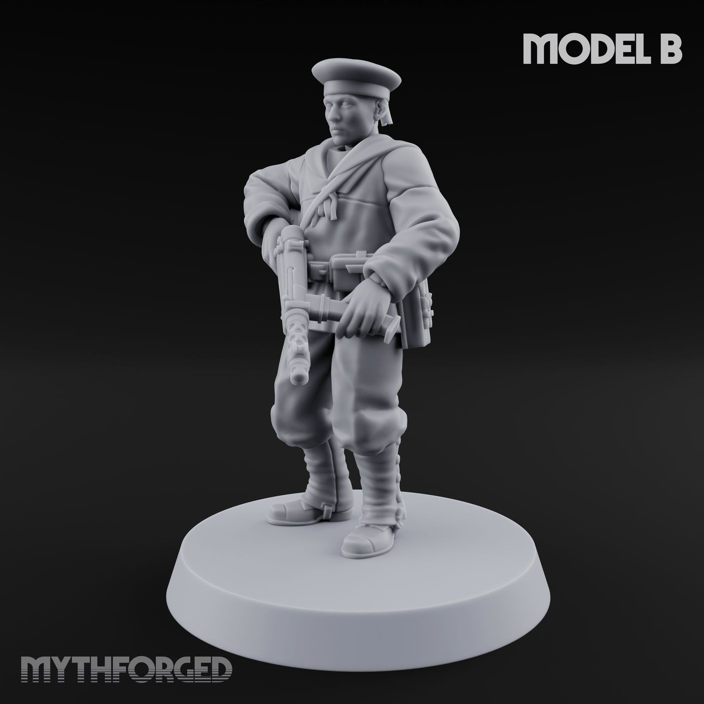 Weird War Japanese Scary SMG Gunners B Miniature for Dungeons and Dragons, Pathfinder or other TTRPGs