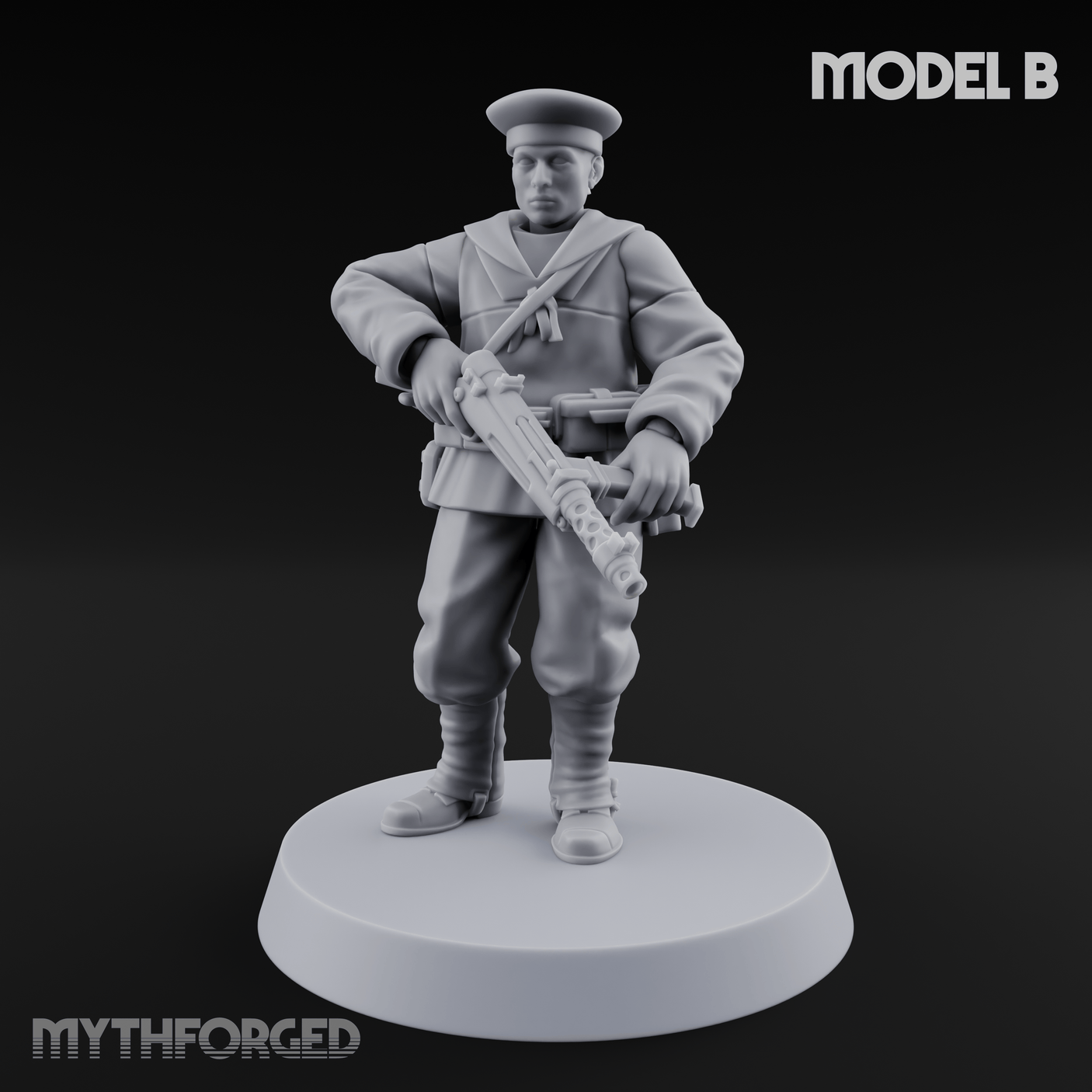 Weird War Japanese Scary SMG Gunners B Miniature for Dungeons and Dragons, Pathfinder or other TTRPGs