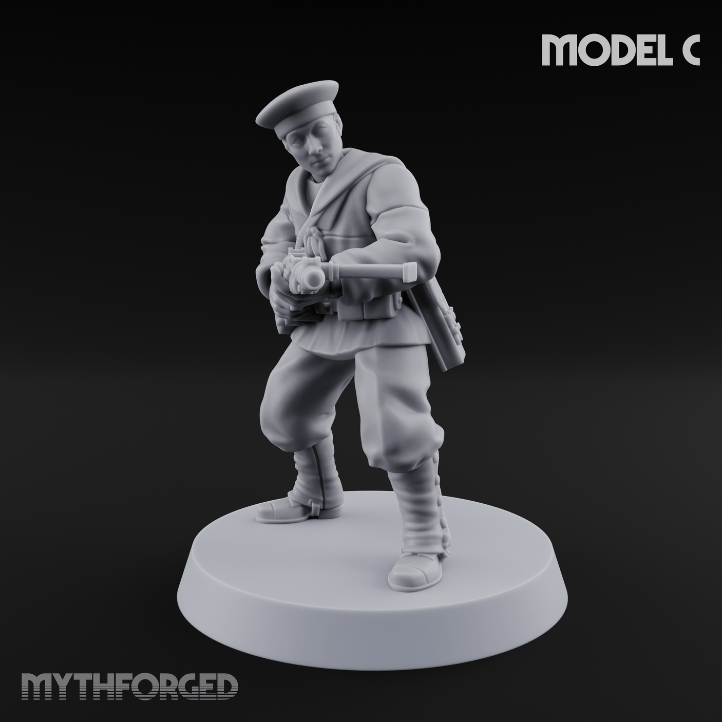 Weird War Japanese Scary SMG Gunners C Miniature for Dungeons and Dragons, Pathfinder or other TTRPGs