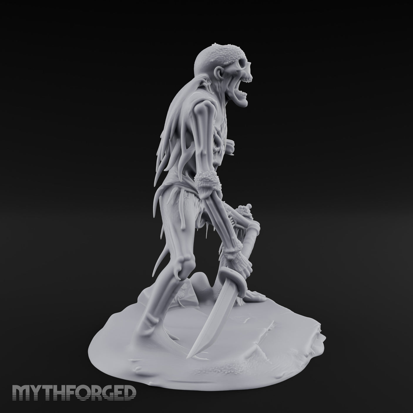 Jaw Gaping Blade Dragging Skeleton Warrior Miniature for Dungeons and Dragons, Pathfinder or other TTRPGs