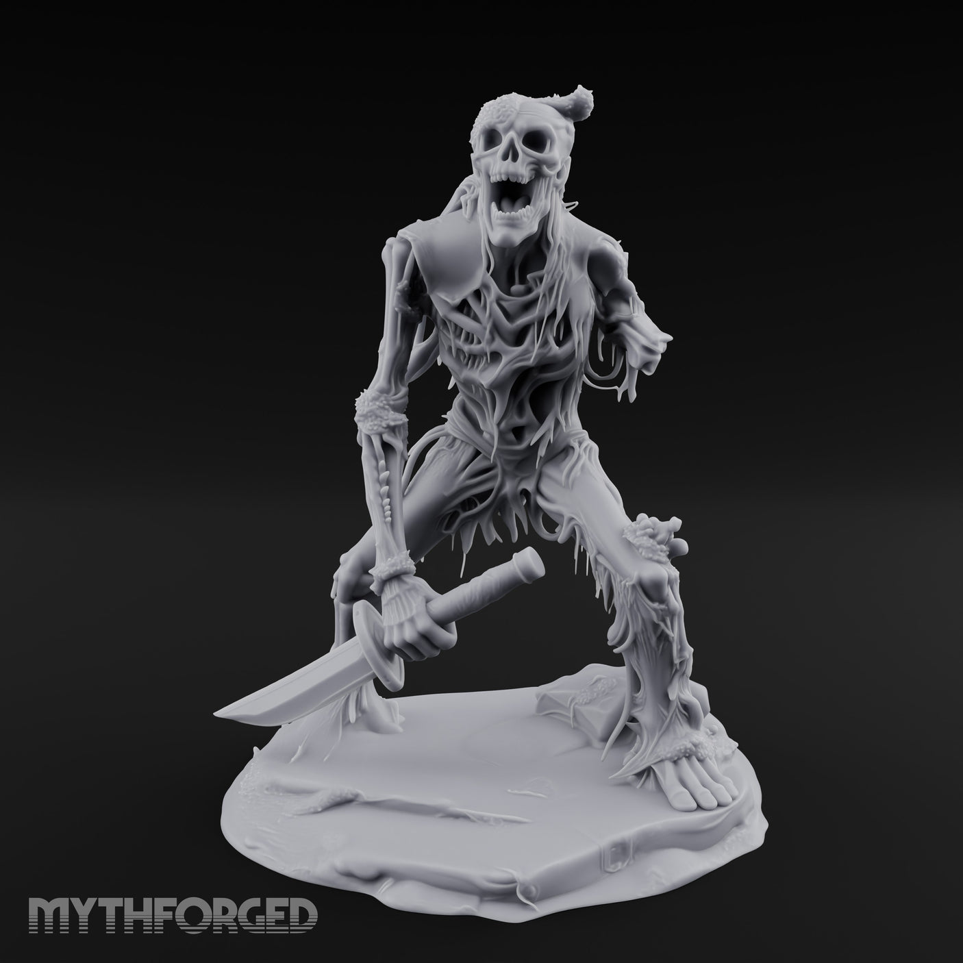 Jaw Gaping Blade Dragging Skeleton Warrior Miniature for Dungeons and Dragons, Pathfinder or other TTRPGs