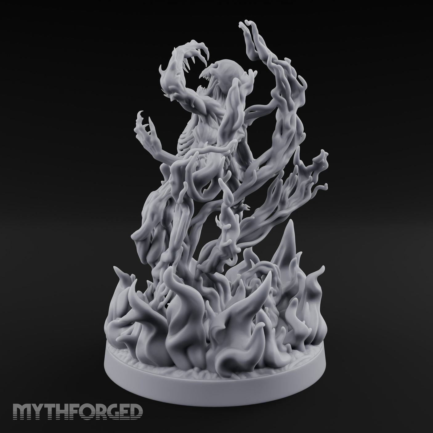 Jaw Screaming Flames Rising Corpse Flower Avatar Miniature for Dungeons and Dragons, Pathfinder or other TTRPGs