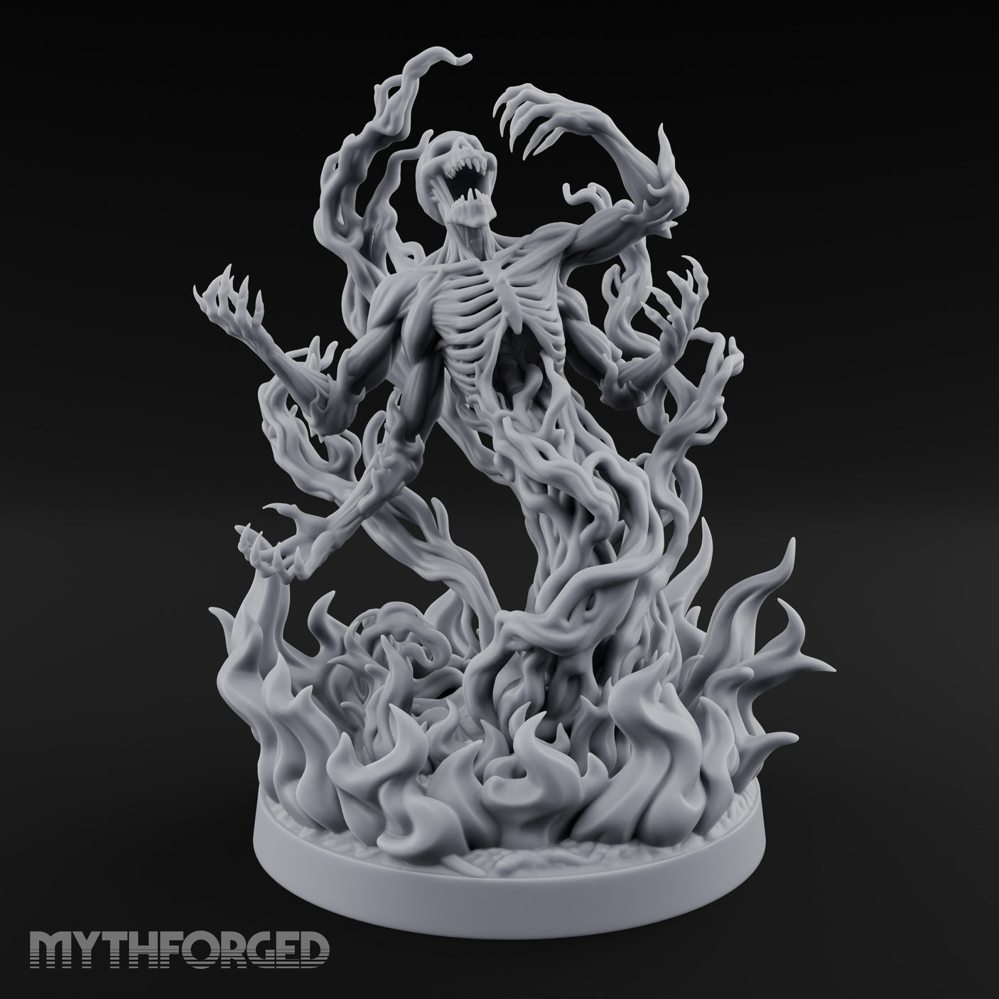 Jaw Screaming Flames Rising Corpse Flower Avatar Miniature for Dungeons and Dragons, Pathfinder or other TTRPGs