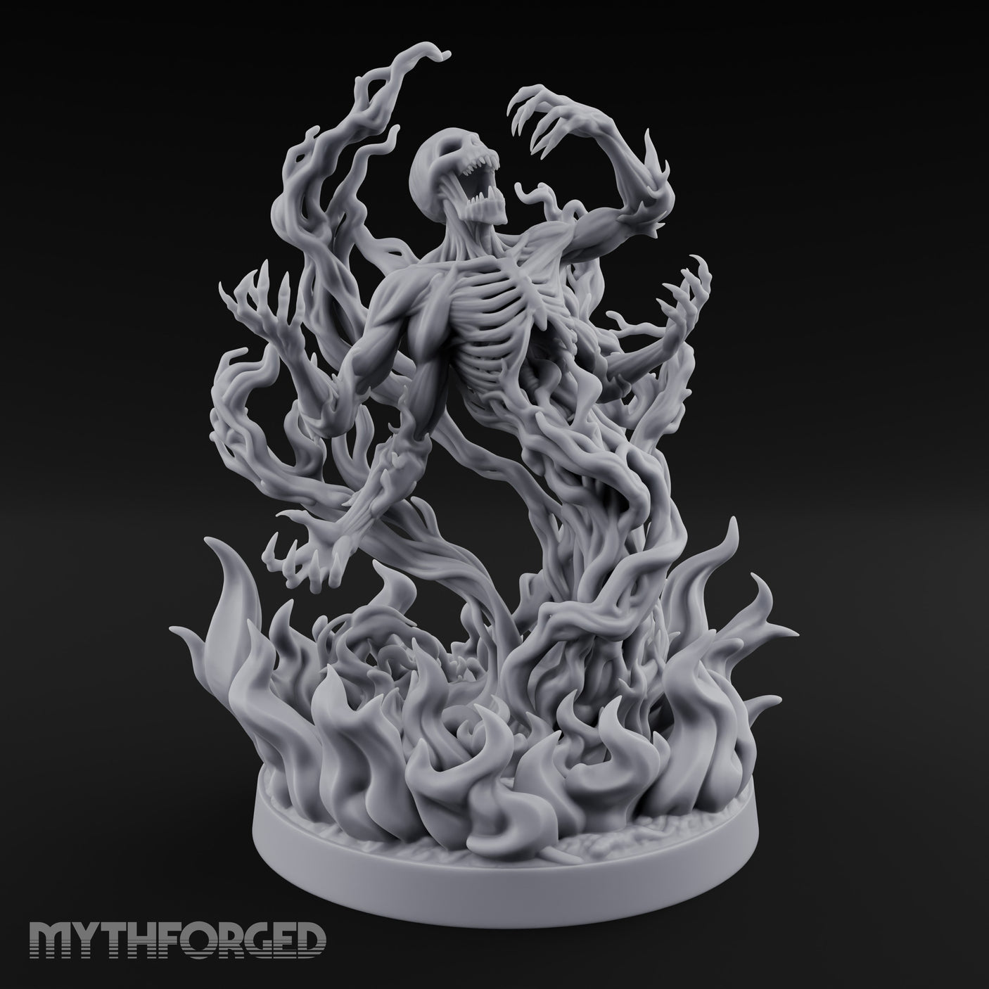 Jaw Screaming Flames Rising Corpse Flower Avatar Miniature for Dungeons and Dragons, Pathfinder or other TTRPGs