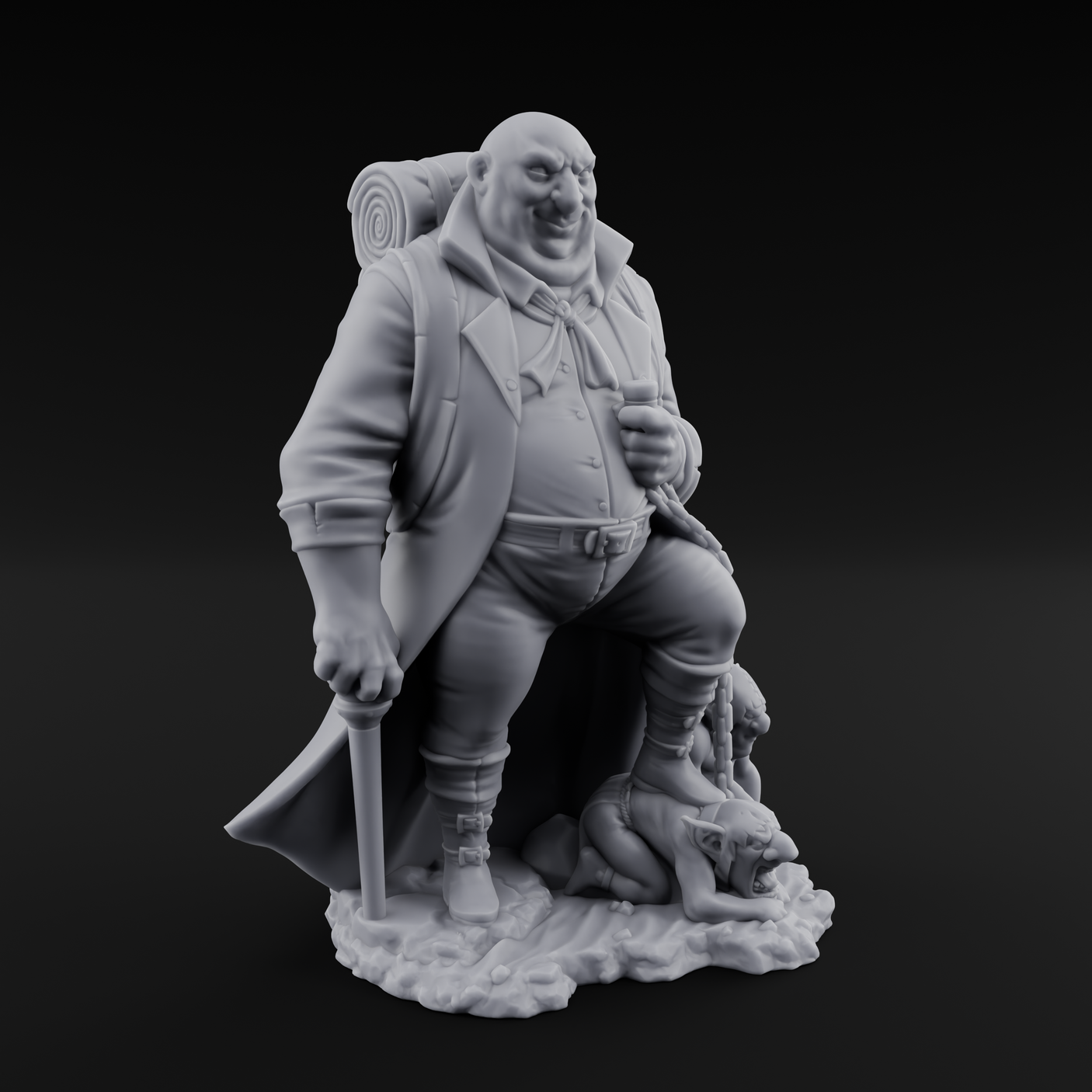 Leash Tugging Human Slave Master Miniature for Dungeons and Dragons, Pathfinder or other TTRPGs