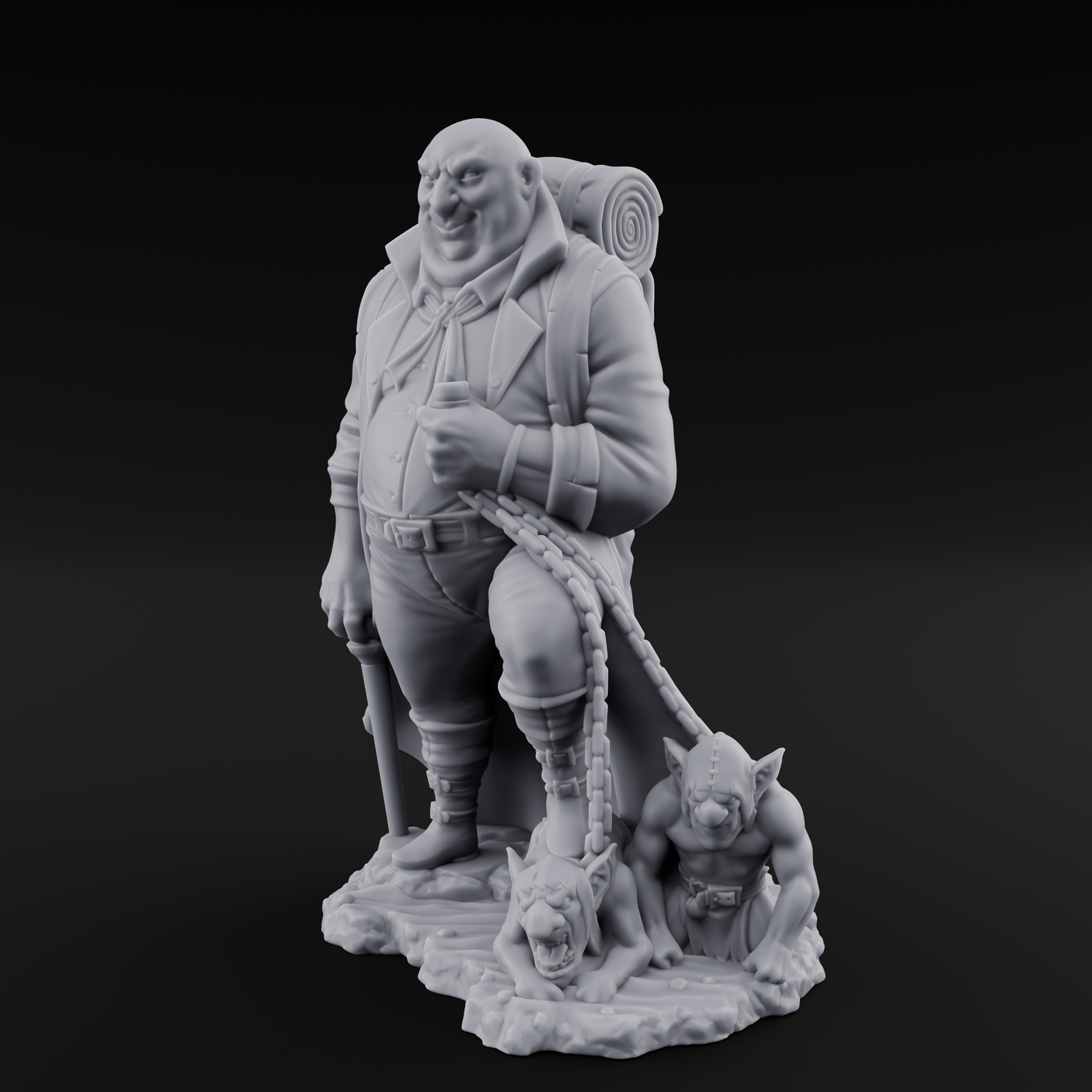 Leash Tugging Human Slave Master Miniature for Dungeons and Dragons, Pathfinder or other TTRPGs
