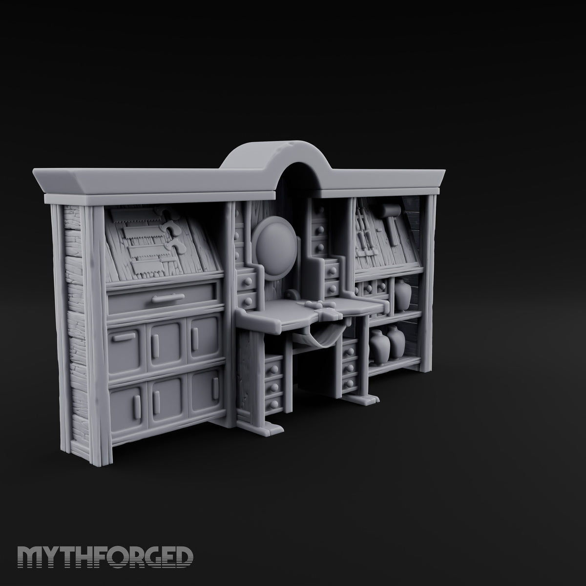 Appraised Under Glass Wooden Jeweler Shop Furniture Set — A