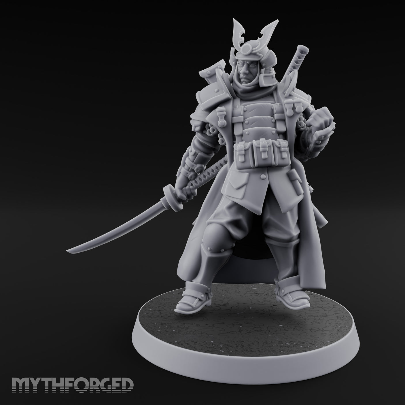 Katana Drawn Advancing Shogunate Lieutenant Miniature for Dungeons and Dragons, Pathfinder or other TTRPGs