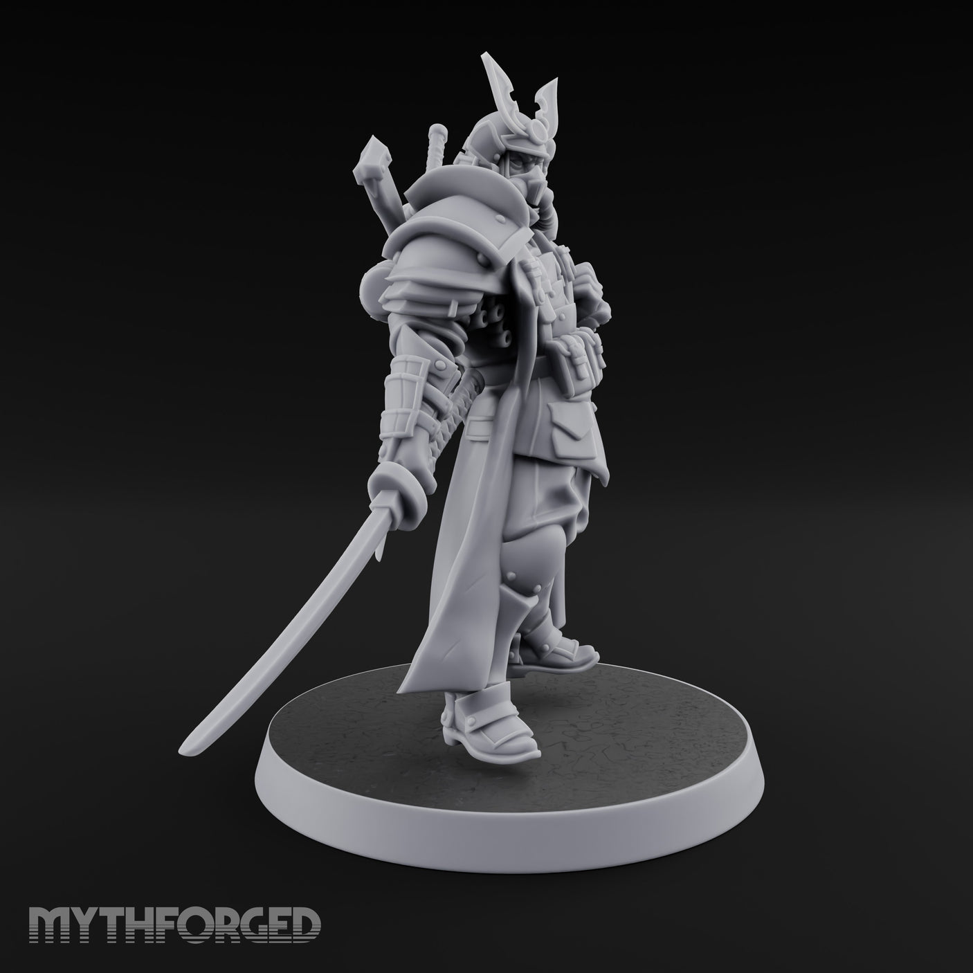 Katana Drawn Advancing Shogunate Lieutenant Miniature for Dungeons and Dragons, Pathfinder or other TTRPGs