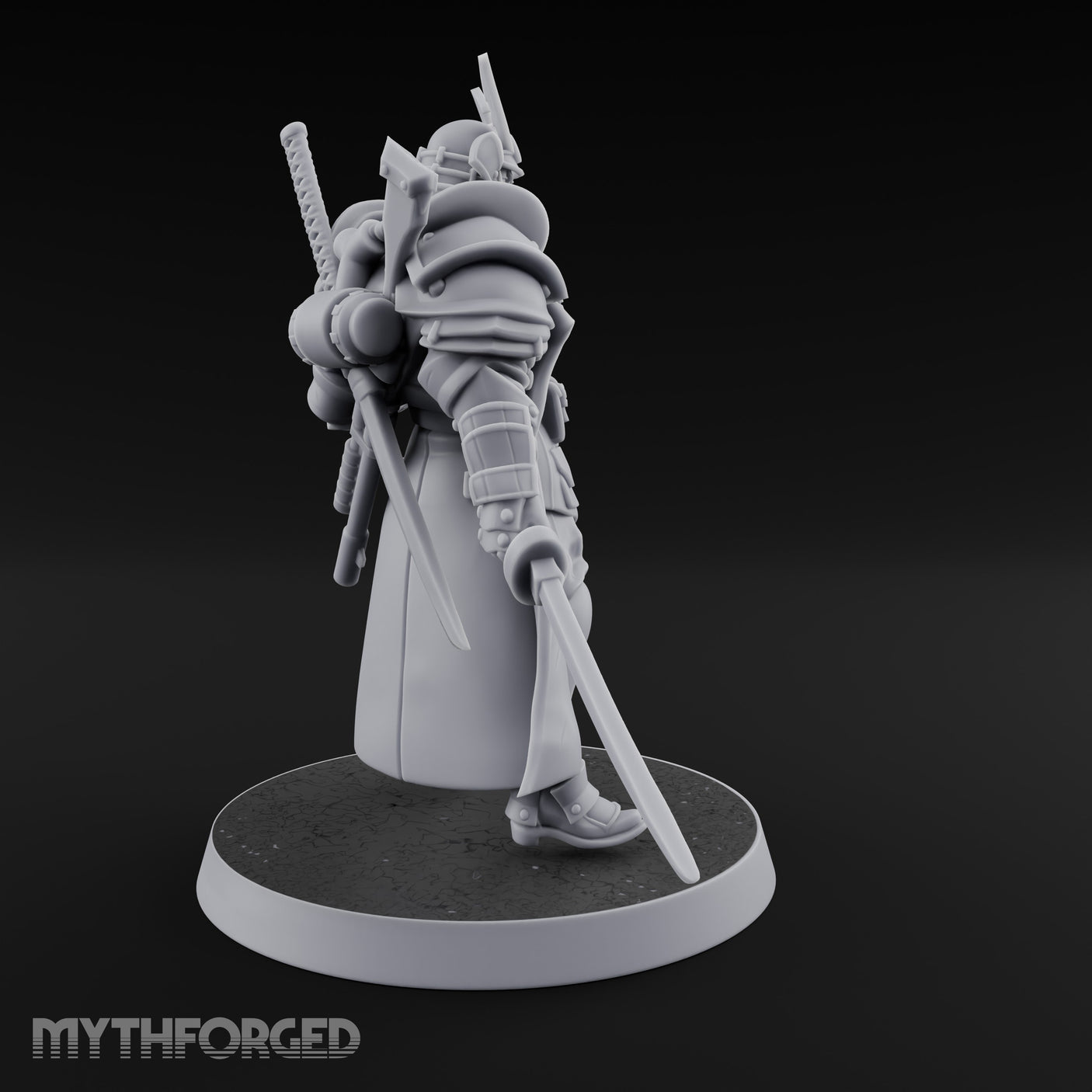 Katana Drawn Advancing Shogunate Lieutenant Miniature for Dungeons and Dragons, Pathfinder or other TTRPGs