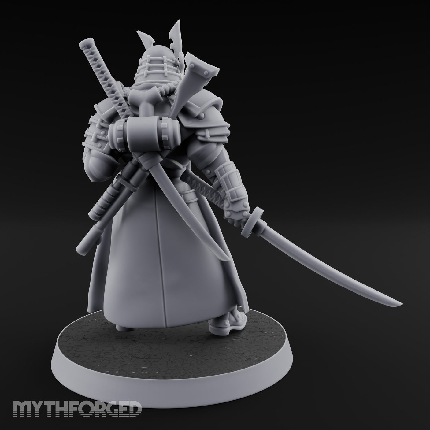 Katana Drawn Advancing Shogunate Lieutenant Miniature for Dungeons and Dragons, Pathfinder or other TTRPGs