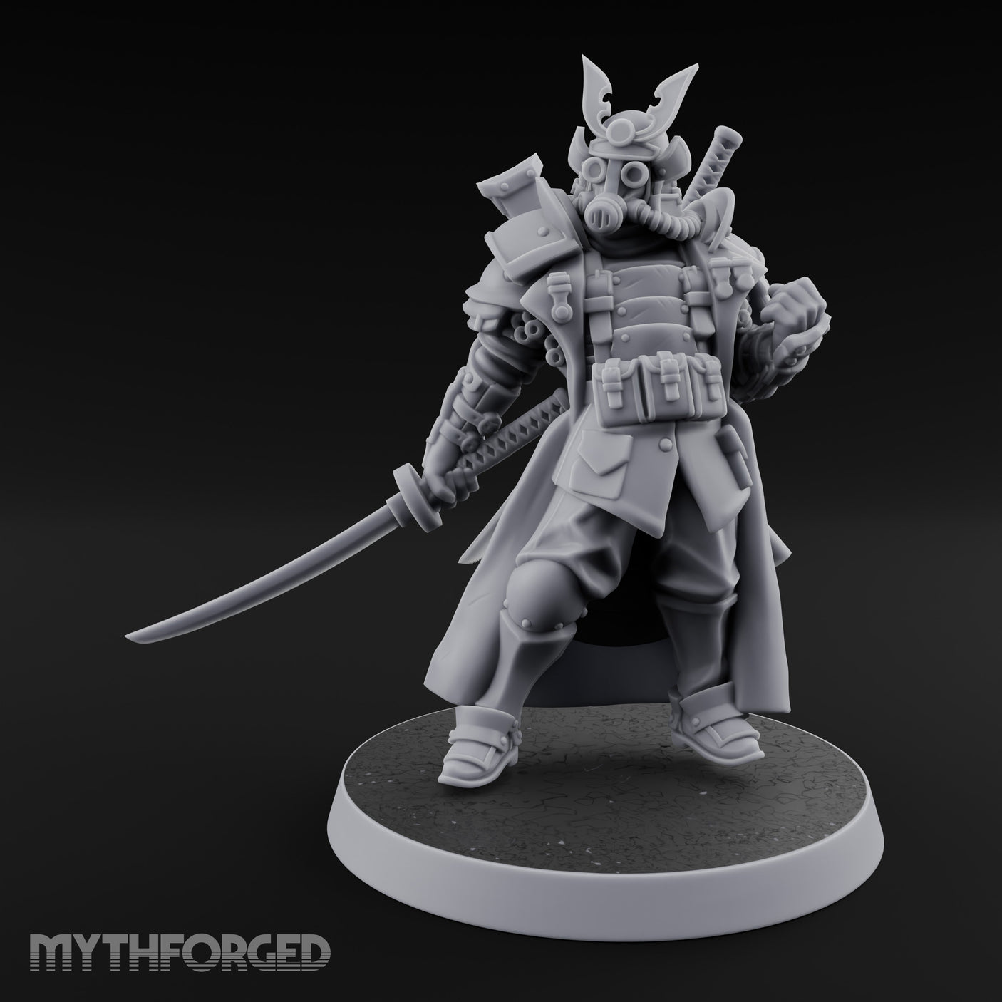 Katana Drawn Advancing Shogunate Lieutenant Miniature for Dungeons and Dragons, Pathfinder or other TTRPGs