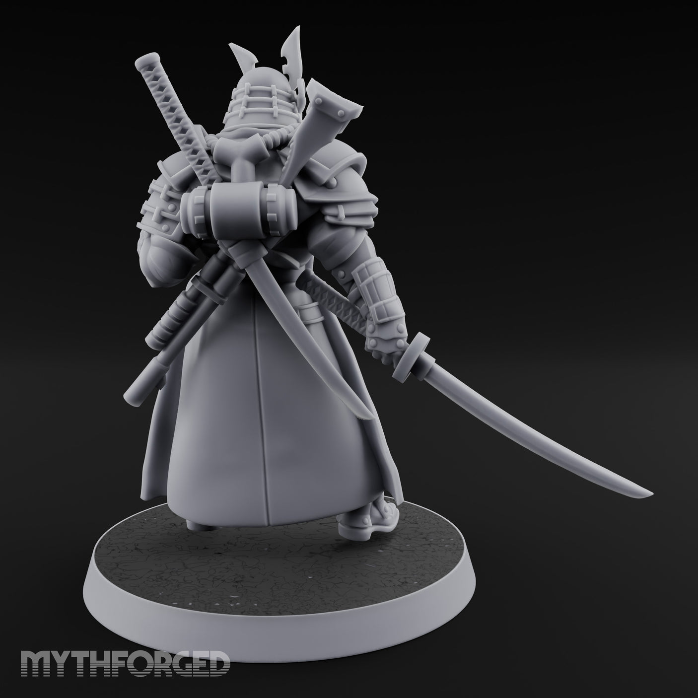 Katana Drawn Advancing Shogunate Lieutenant Miniature for Dungeons and Dragons, Pathfinder or other TTRPGs