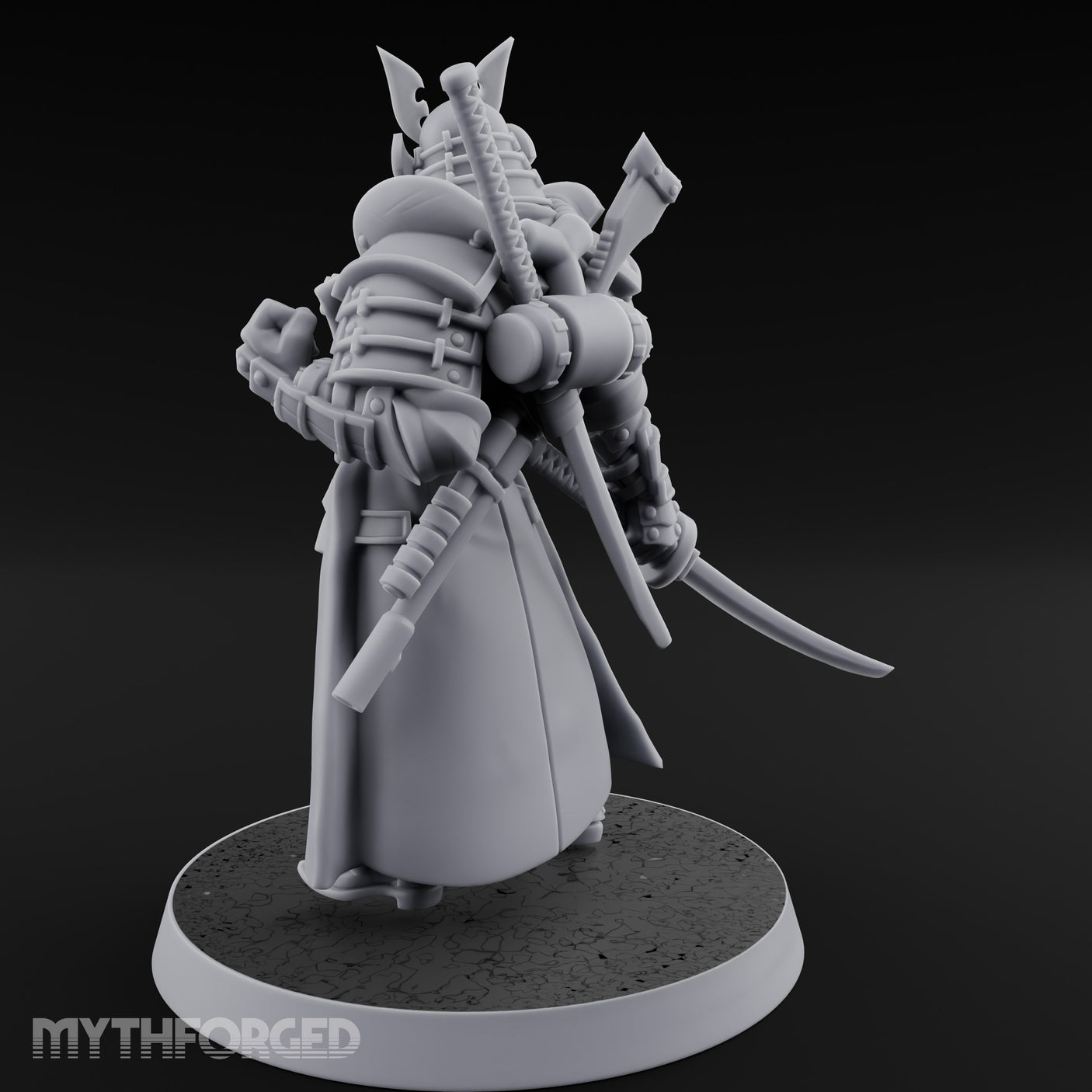 Katana Drawn Advancing Shogunate Lieutenant Miniature for Dungeons and Dragons, Pathfinder or other TTRPGs