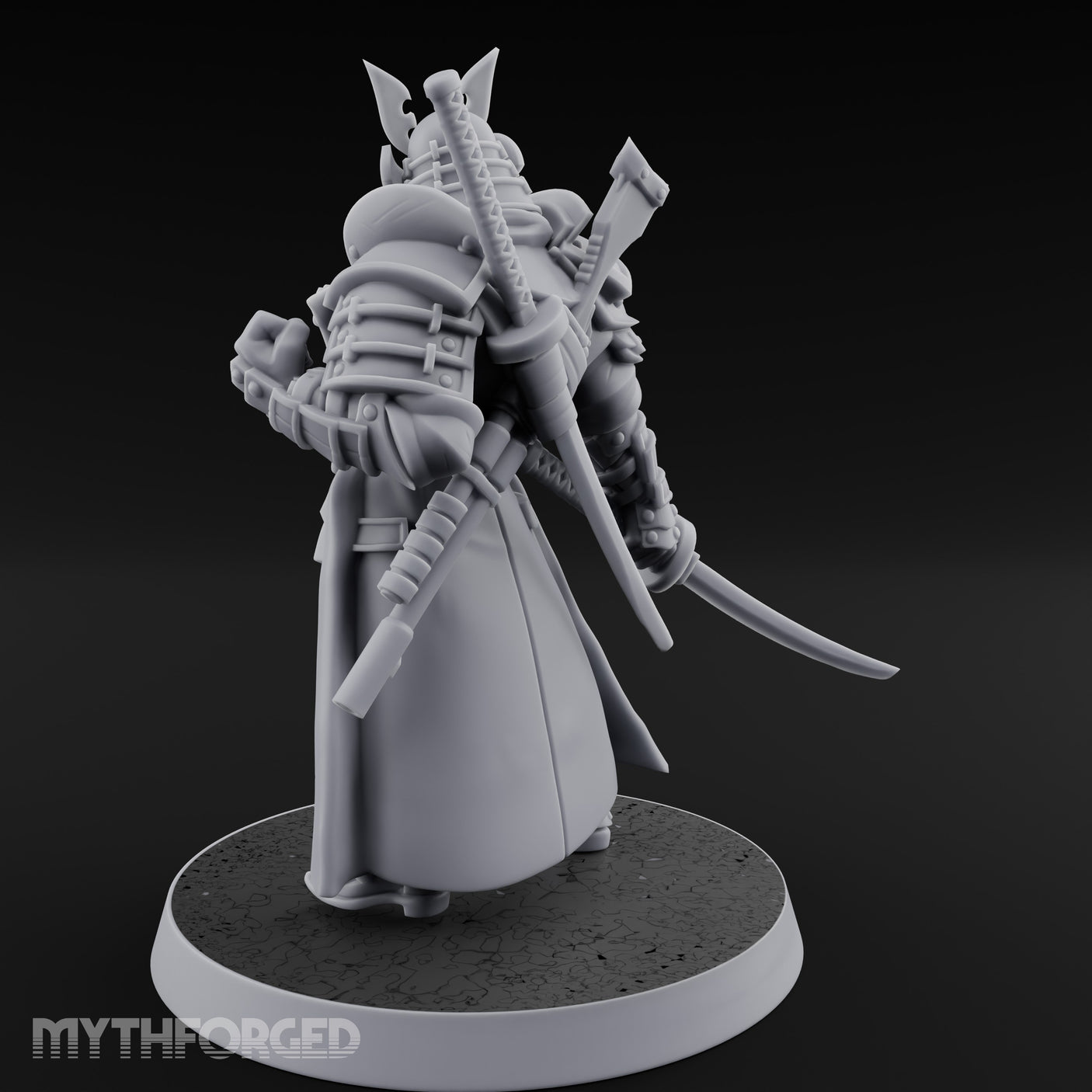 Katana Drawn Advancing Shogunate Lieutenant Miniature for Dungeons and Dragons, Pathfinder or other TTRPGs