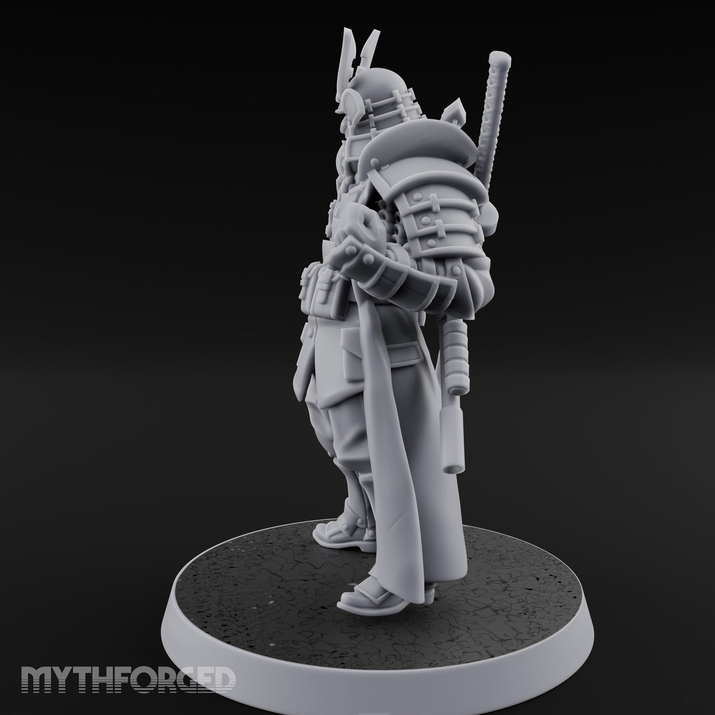 Katana Drawn Advancing Shogunate Lieutenant Miniature for Dungeons and Dragons, Pathfinder or other TTRPGs