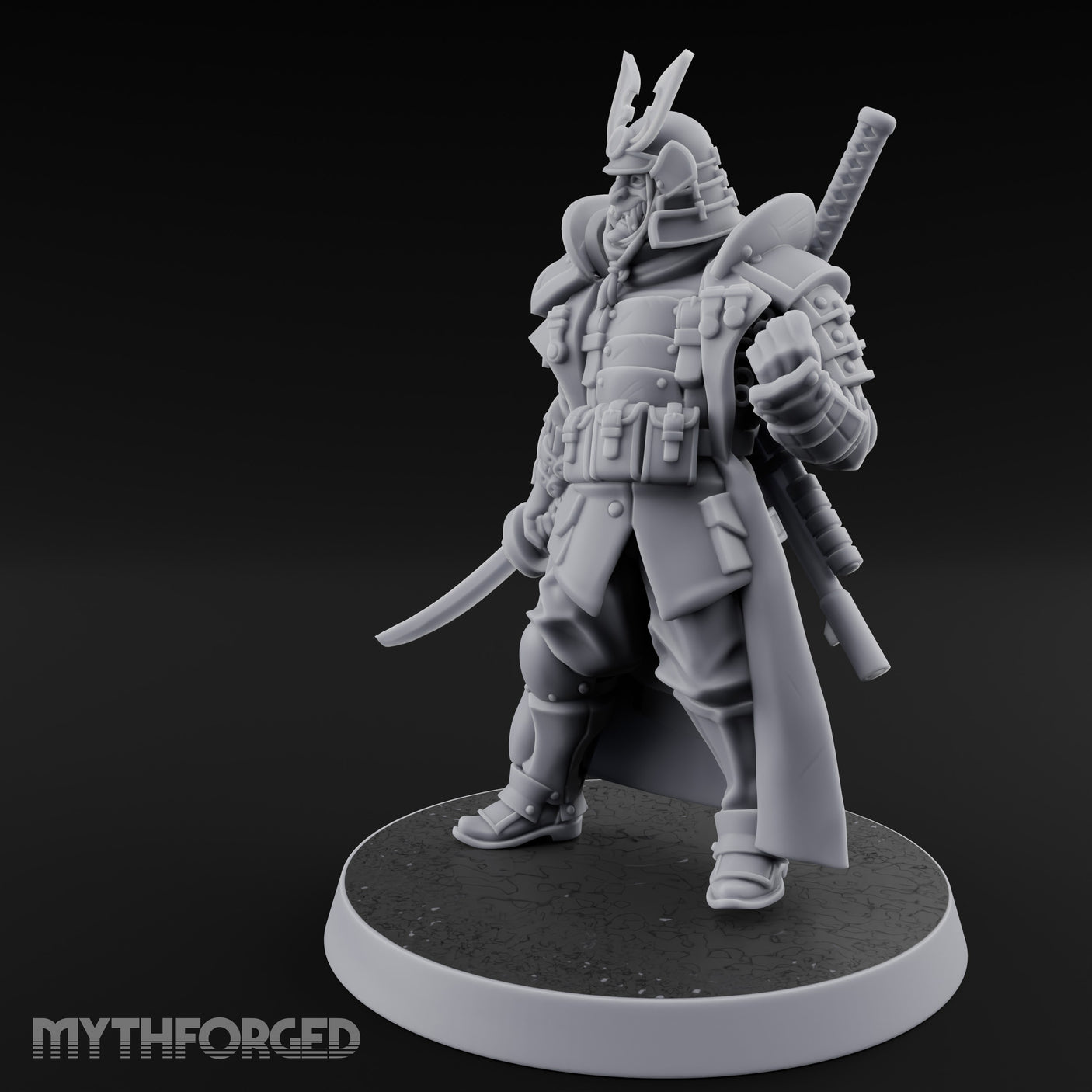 Katana Drawn Advancing Shogunate Lieutenant Miniature for Dungeons and Dragons, Pathfinder or other TTRPGs