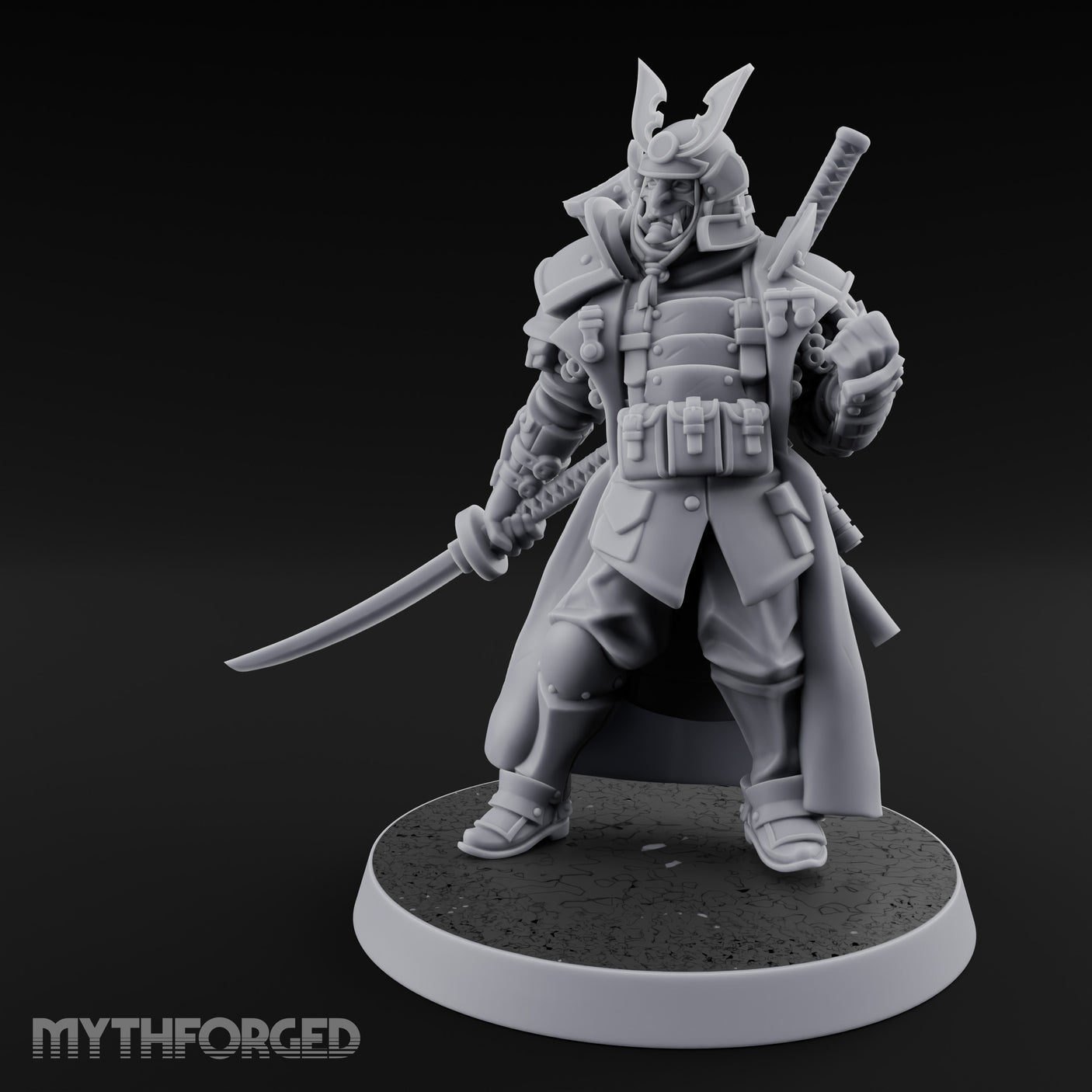 Katana Drawn Advancing Shogunate Lieutenant Miniature for Dungeons and Dragons, Pathfinder or other TTRPGs