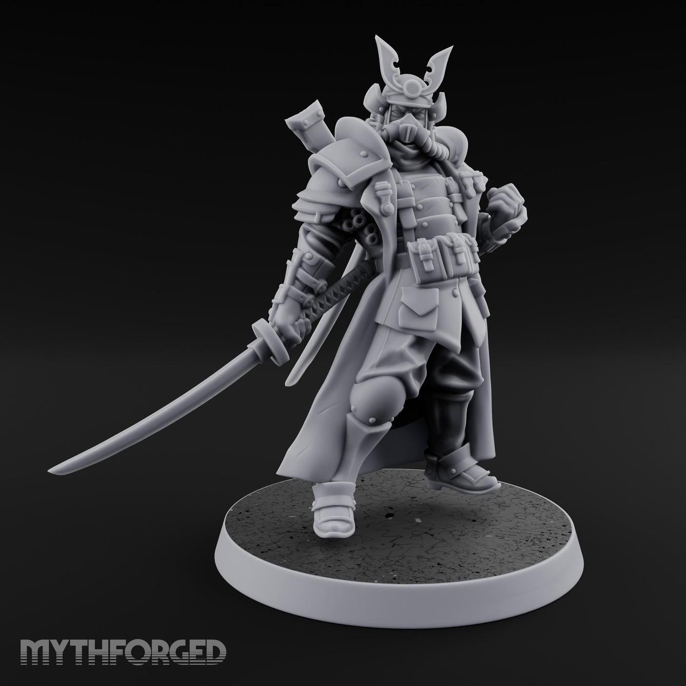 Katana Drawn Advancing Shogunate Lieutenant Miniature for Dungeons and Dragons, Pathfinder or other TTRPGs