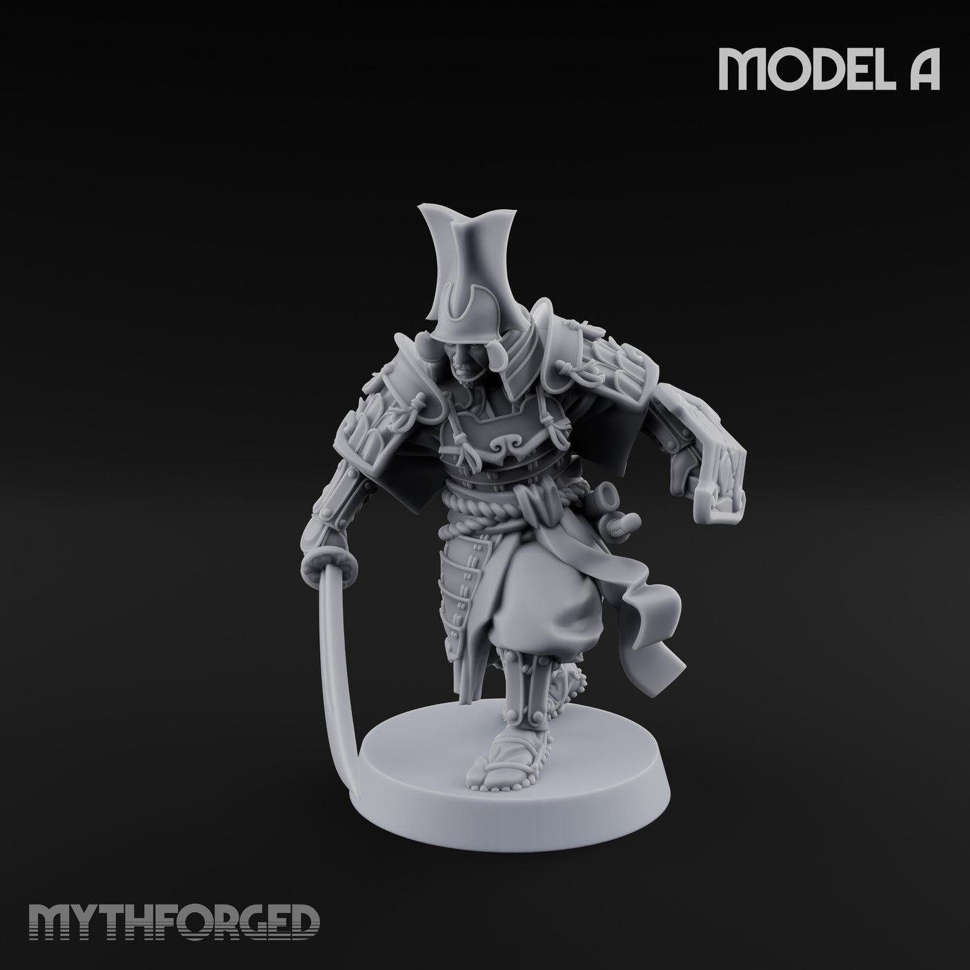 Katana Swinging Samurai Warrior A Miniature for Dungeons and Dragons, Pathfinder or other TTRPGs