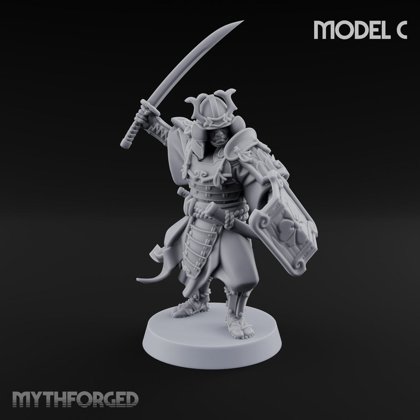 Katana Swinging Samurai Warrior C Miniature for Dungeons and Dragons, Pathfinder or other TTRPGs