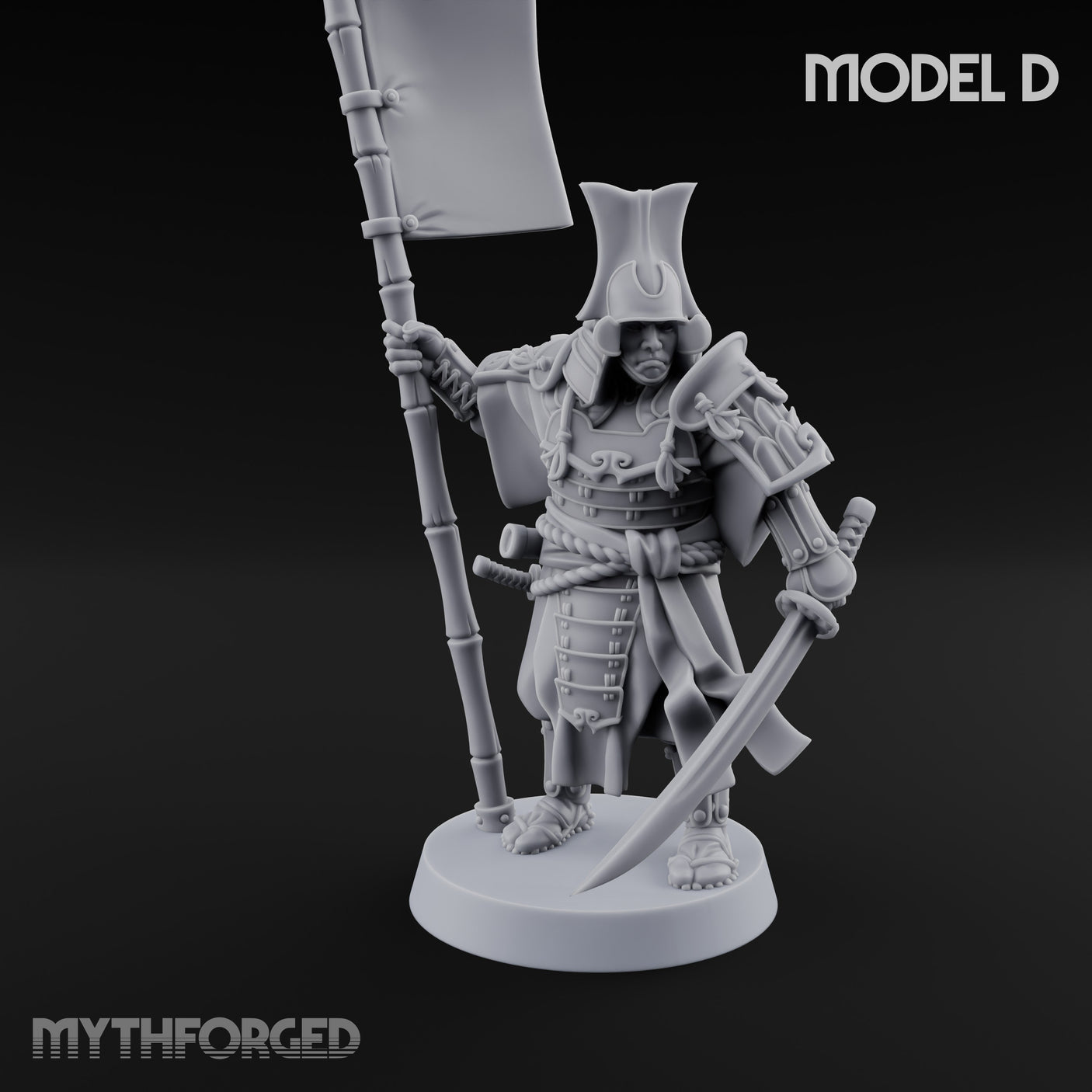 Katana Swinging Samurai Warrior D Miniature for Dungeons and Dragons, Pathfinder or other TTRPGs