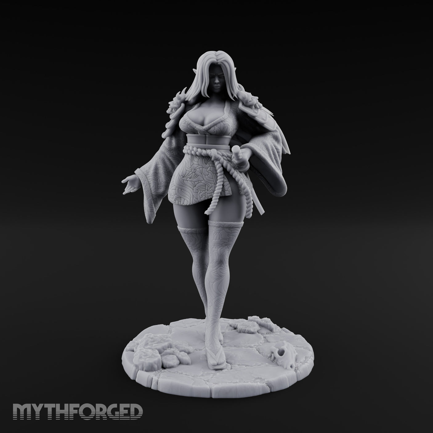 Kimono Flowing Swords Sheathed Human Samurai Miniature for Dungeons and Dragons, Pathfinder or other TTRPGs