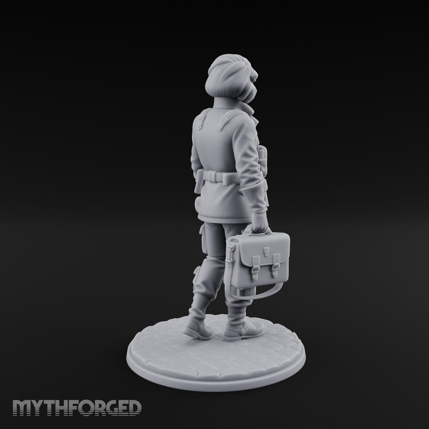 Kit Bag Lugging Pistol Swinging Human Resistance Fighter Miniature for Dungeons and Dragons, Pathfinder or other TTRPGs