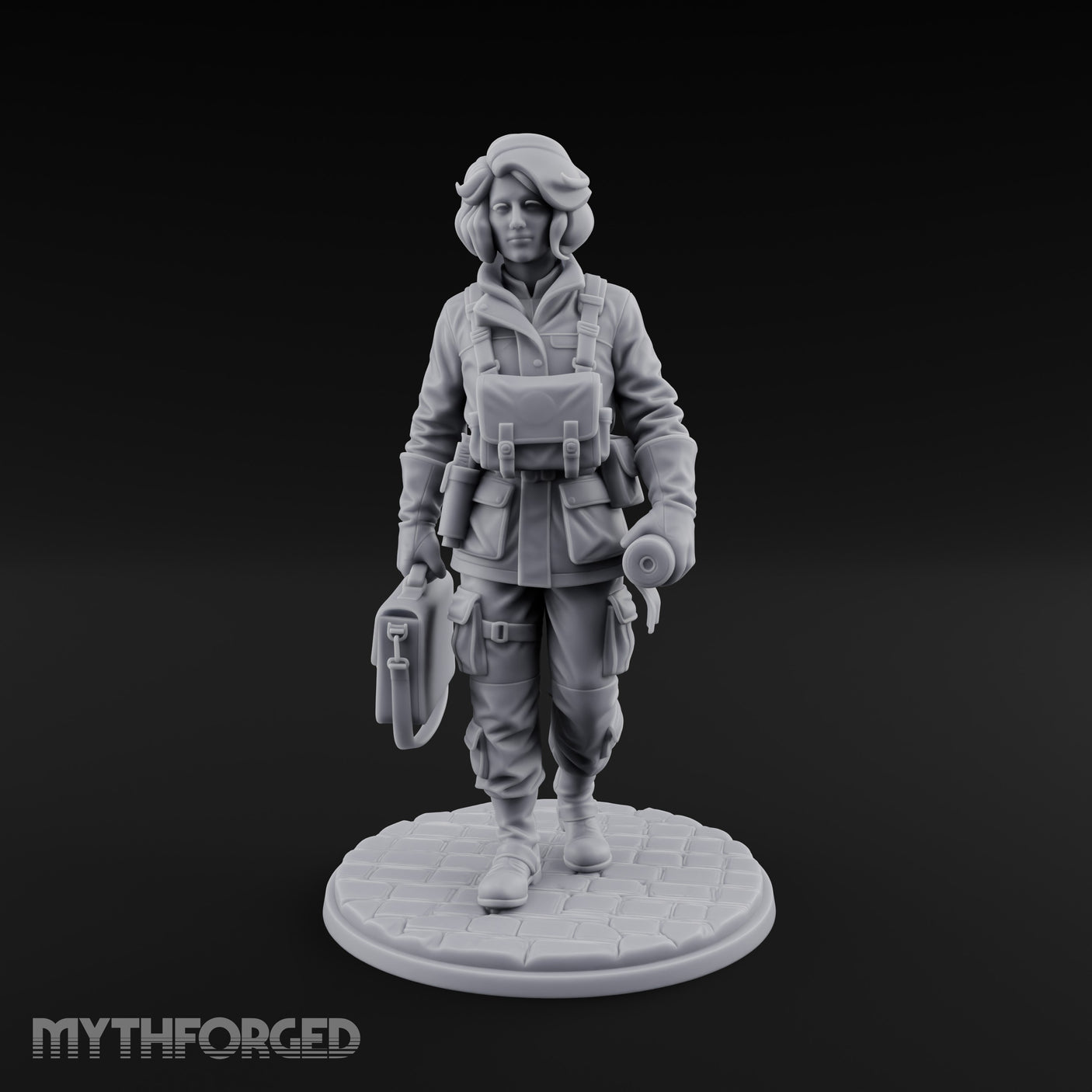Kit Bag Lugging Pistol Swinging Human Resistance Fighter Miniature for Dungeons and Dragons, Pathfinder or other TTRPGs