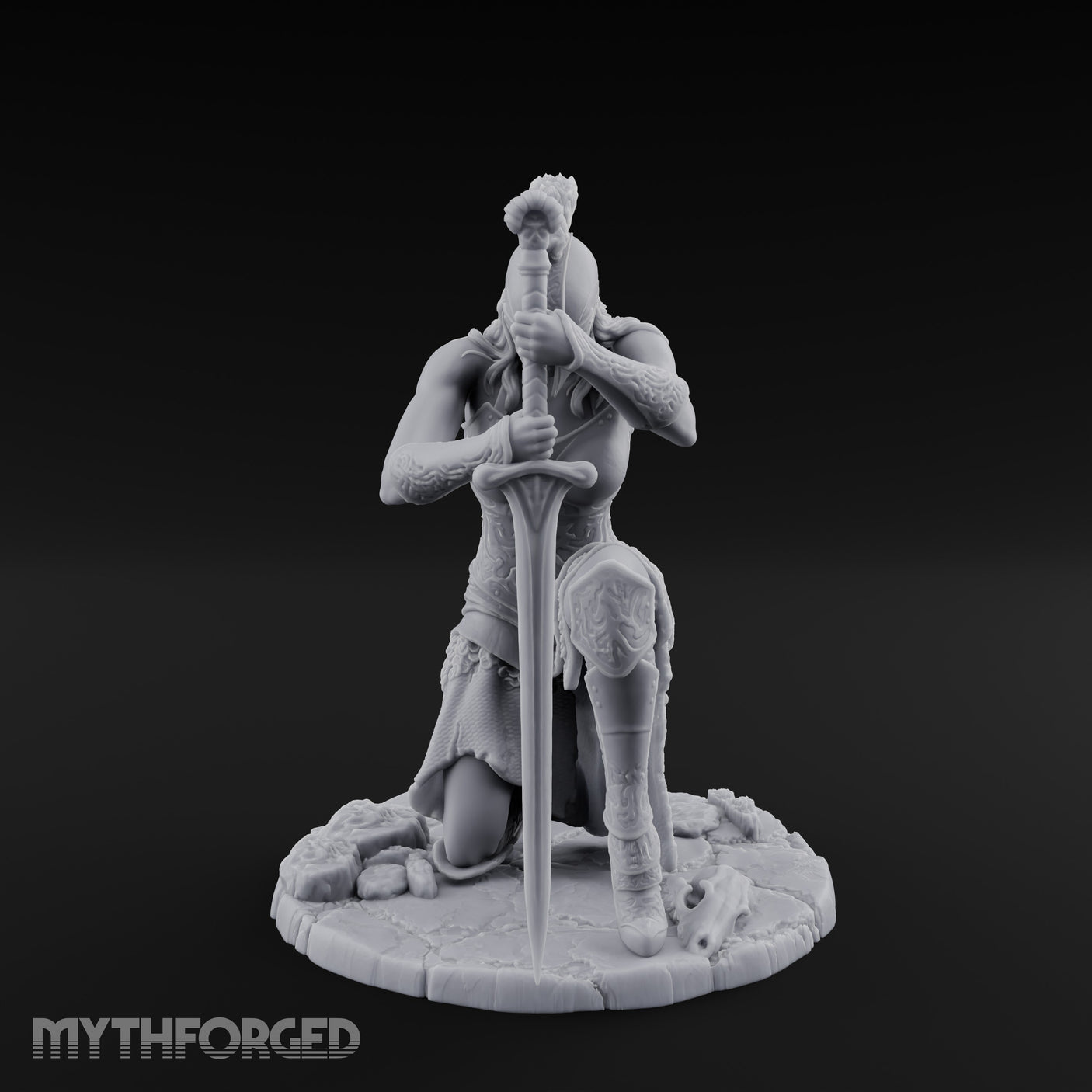 Kneeling In Prayer Human Paladin Miniature for Dungeons and Dragons, Pathfinder or other TTRPGs