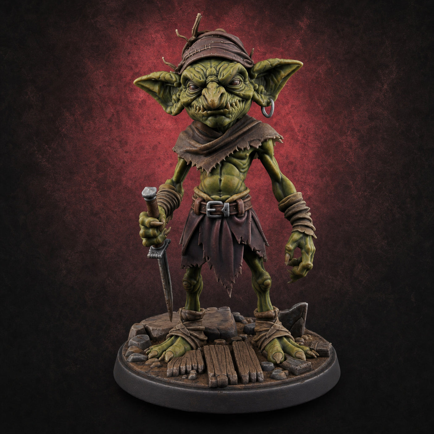 Knife Dragging Goblin Rogue — painted concept preview (miniature supplied unpainted)
