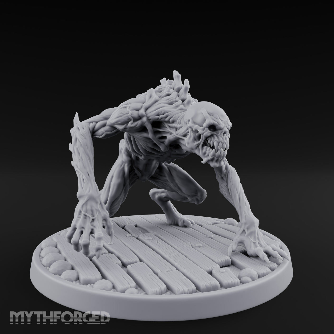 Knuckle Dragging Fang Baring Ghoul Miniature for Dungeons and Dragons, Pathfinder or other TTRPGs