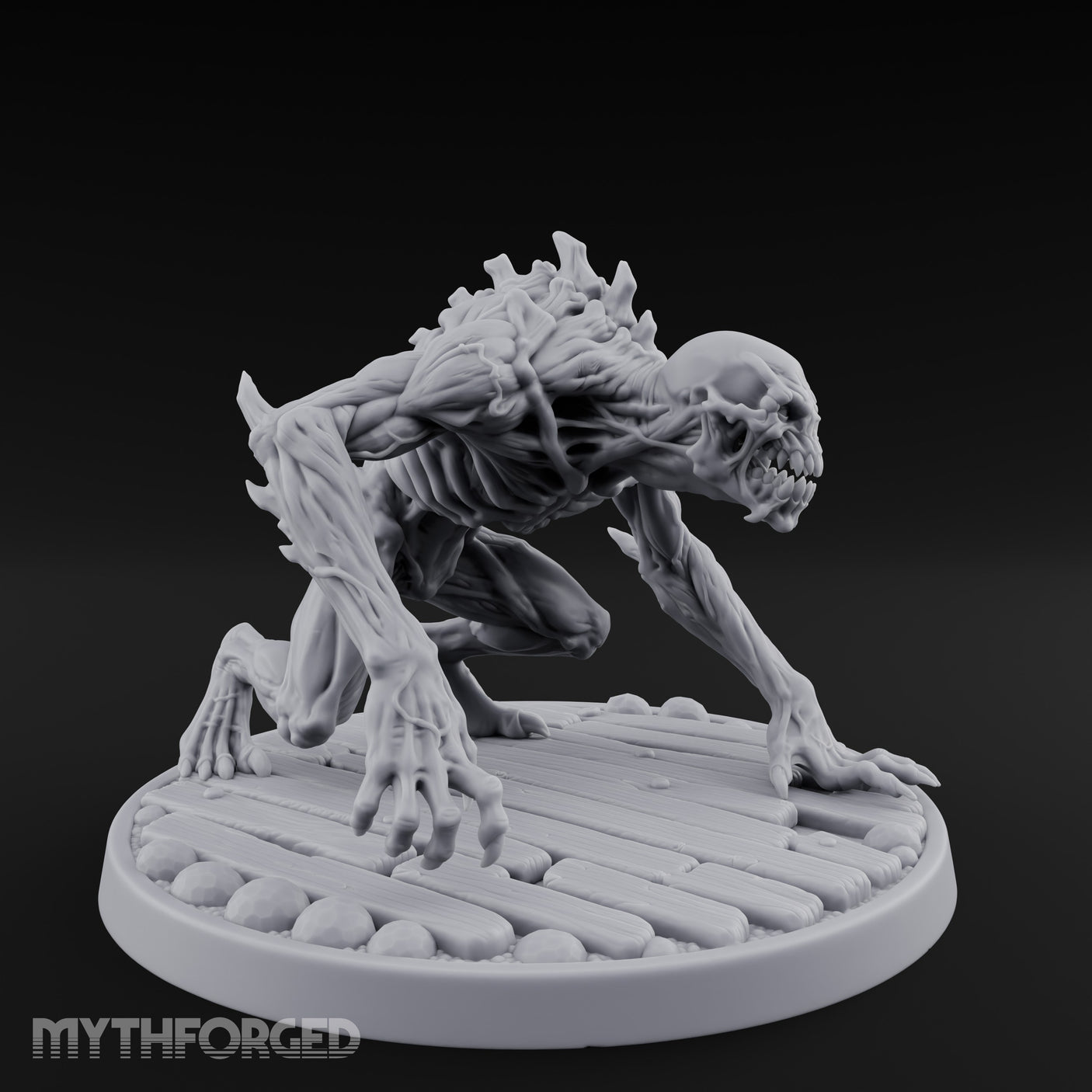 Knuckle Dragging Fang Baring Ghoul Miniature for Dungeons and Dragons, Pathfinder or other TTRPGs