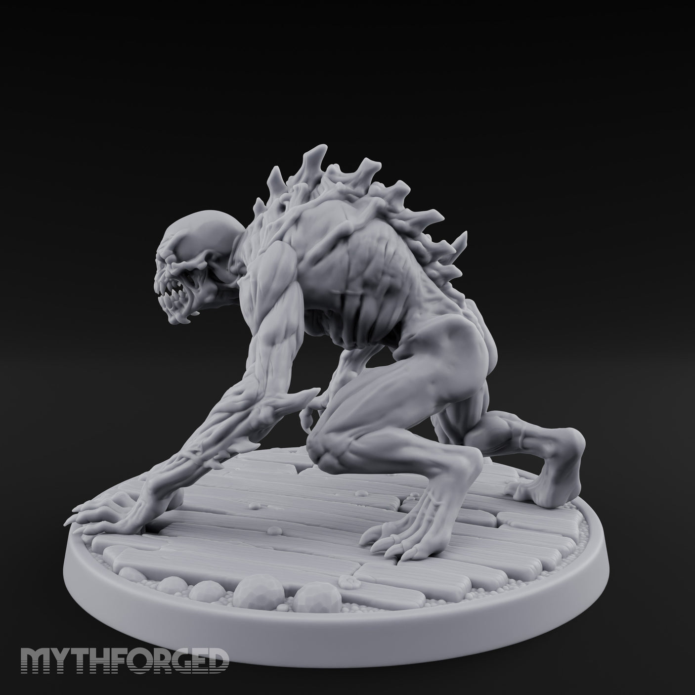Knuckle Dragging Fang Baring Ghoul Miniature for Dungeons and Dragons, Pathfinder or other TTRPGs