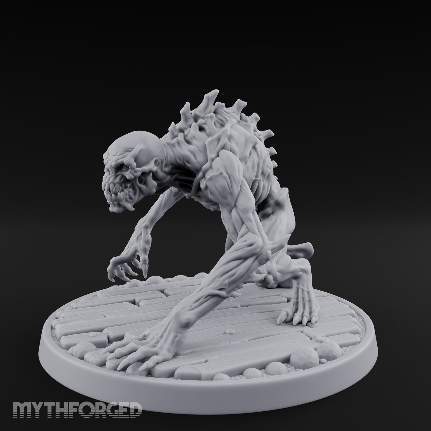 Knuckle Dragging Fang Baring Ghoul Miniature for Dungeons and Dragons, Pathfinder or other TTRPGs