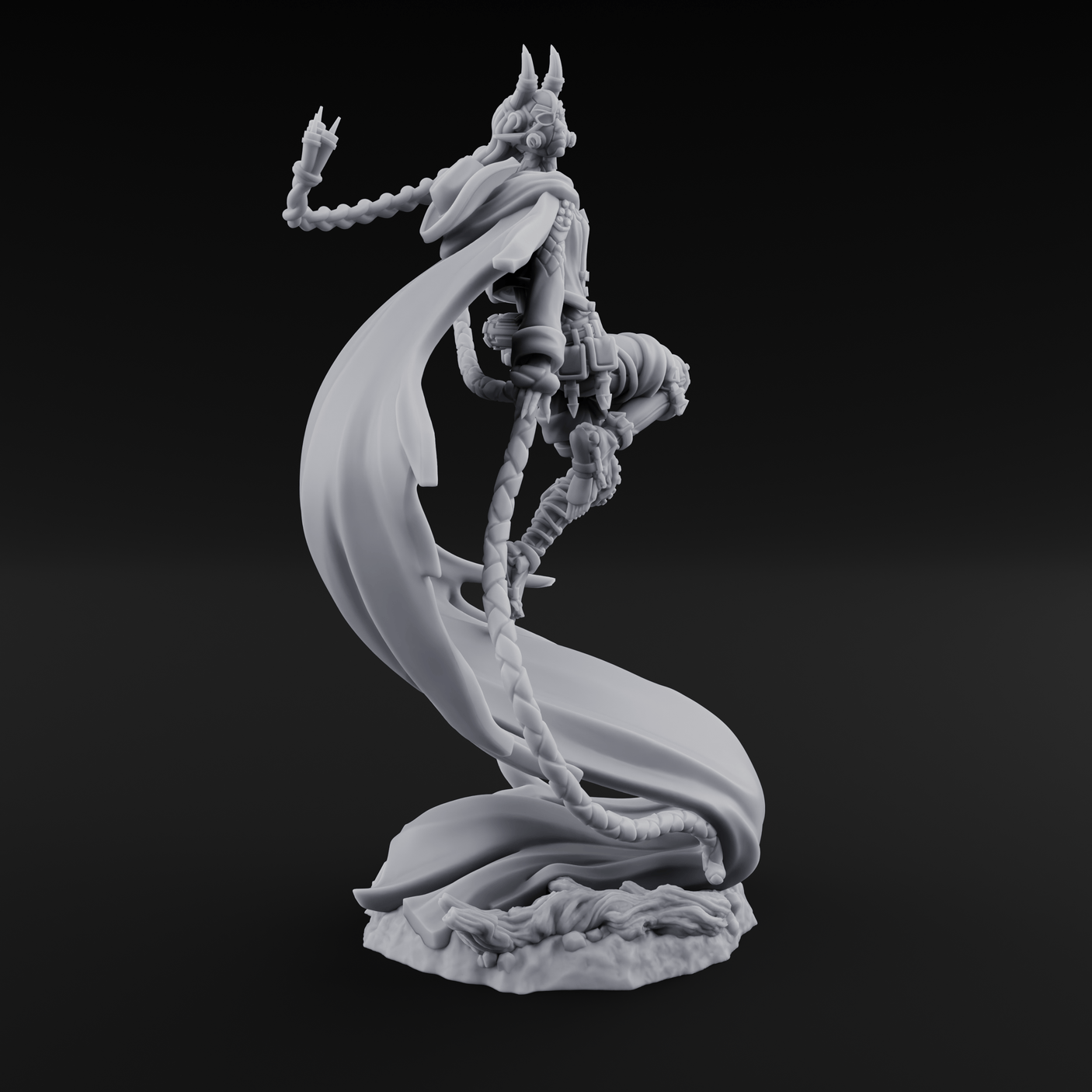 Whip Cracking Descent Tiefling Warlock Miniature for Dungeons and Dragons, Pathfinder or other TTRPGs