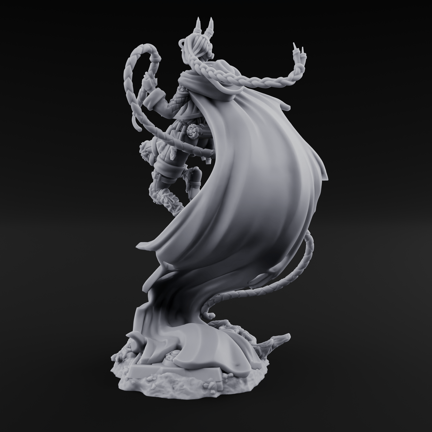 Whip Cracking Descent Tiefling Warlock Miniature for Dungeons and Dragons, Pathfinder or other TTRPGs