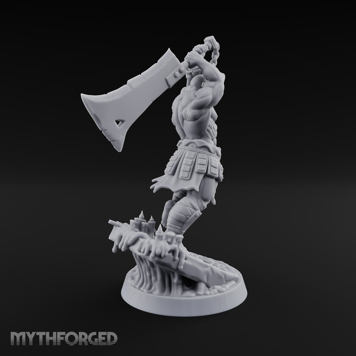 Overhead Cleave Orc Barbarian Miniature for Dungeons and Dragons, Pathfinder or other TTRPGs
