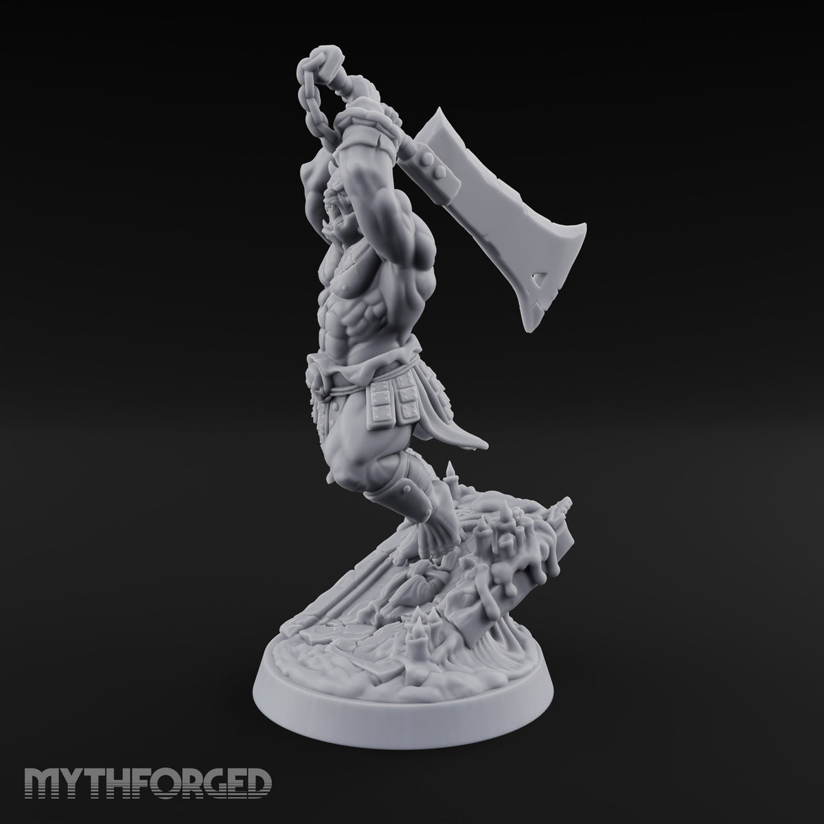 Overhead Cleave Orc Barbarian Miniature for Dungeons and Dragons, Pathfinder or other TTRPGs