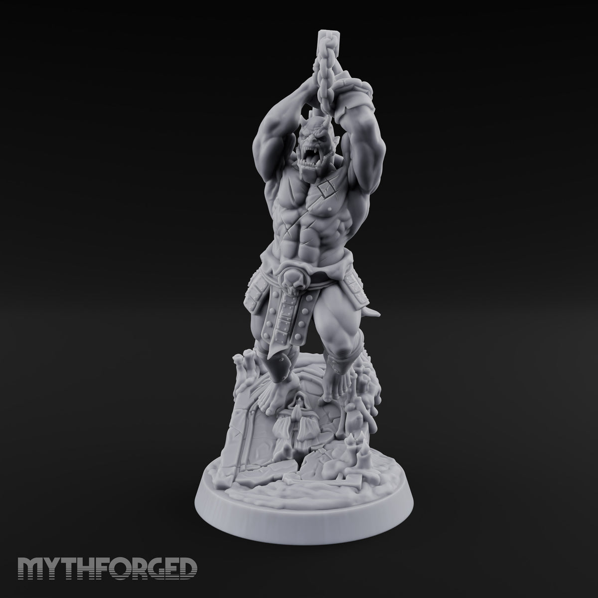 Overhead Cleave Orc Barbarian Miniature for Dungeons and Dragons, Pathfinder or other TTRPGs