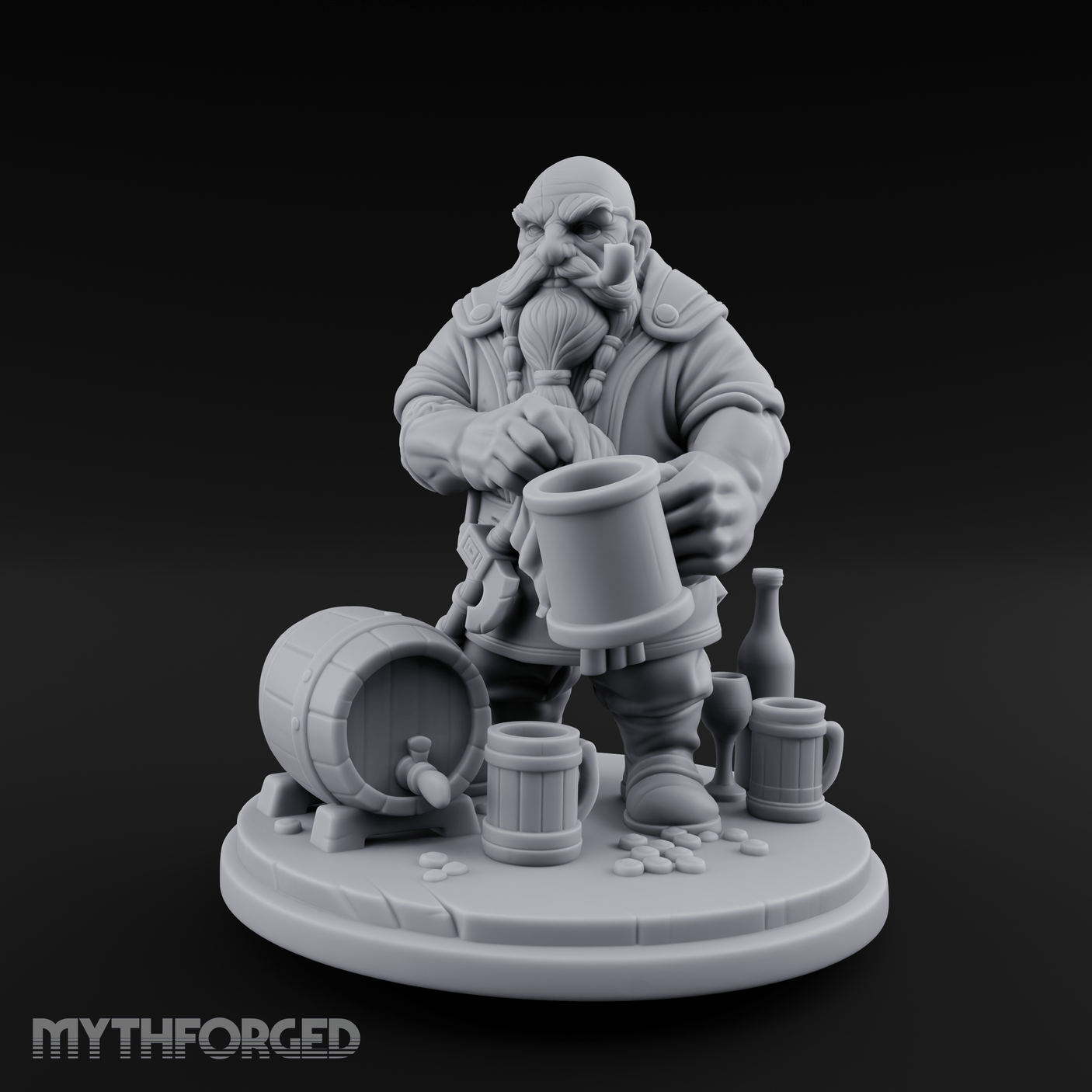 Tankard Toasting Dwarf Brewmaster Miniature for Dungeons and Dragons, Pathfinder or other TTRPGs